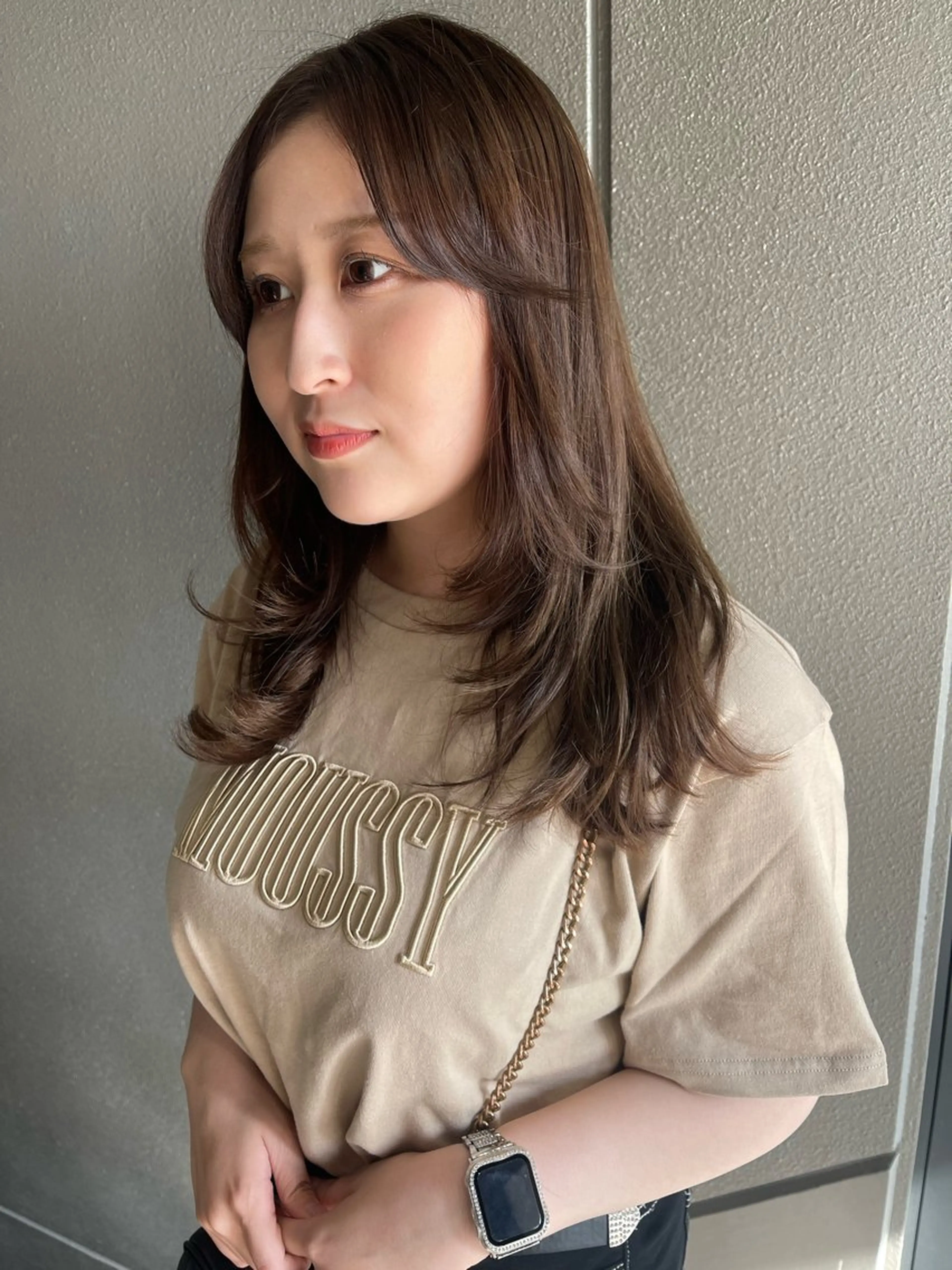 ミディアム カラー カット ヘアカラー トリートメント 💓パーマ，💗 レイヤーカットのヘアスタイル