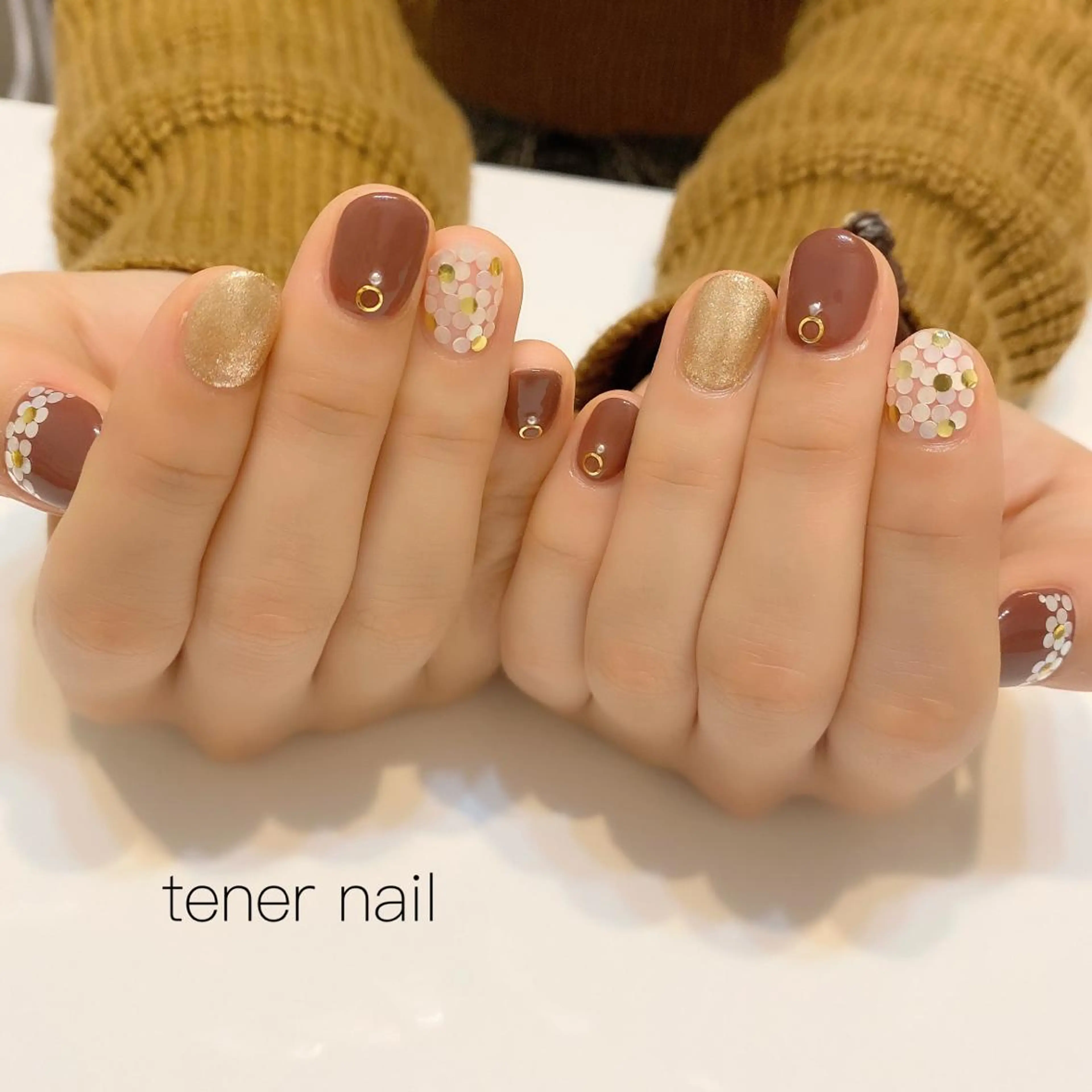 ネイル ブラウン 春ネイル テネルネイル tener nailのネイルデザイン