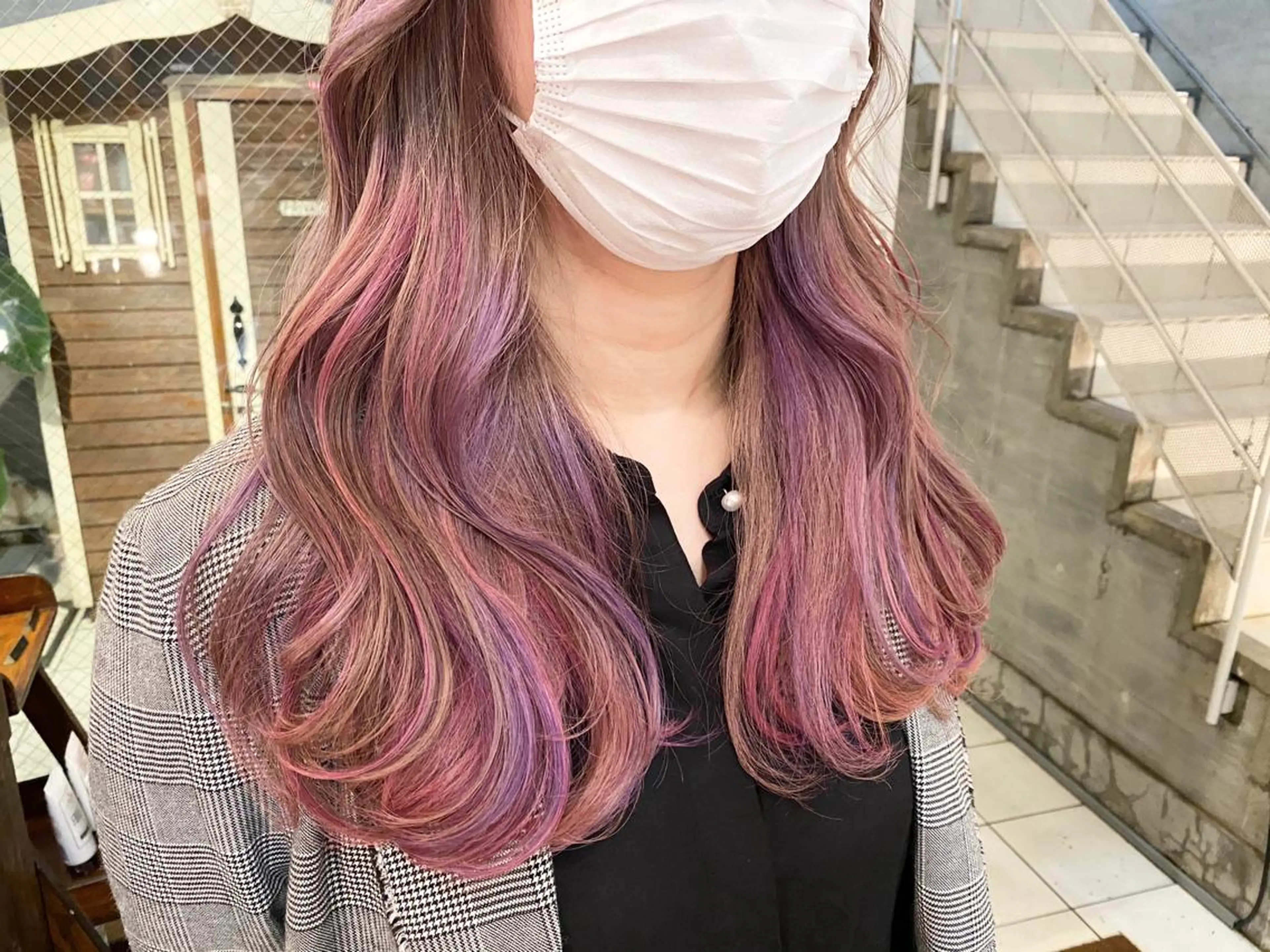 ミディアム カラー ラベンダーカラー ピンクカラー 白髪ぼかし×デザイン 🕊️🫧ホウジョウのヘアスタイル