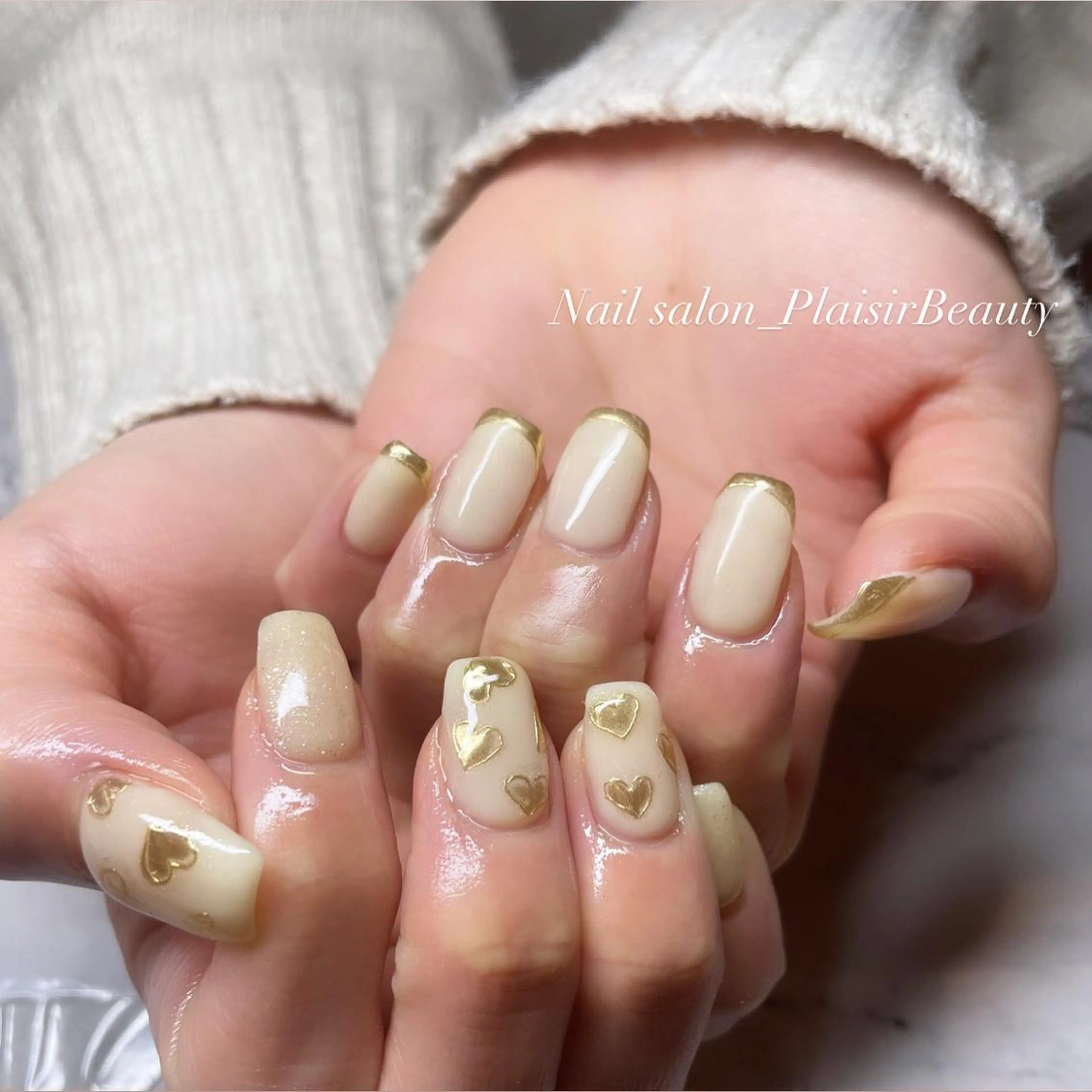 ネイル グラデーション ハート ラメ(グリッター) ラメグラデーション ミラーネイル Plaisir beautyのネイルデザイン