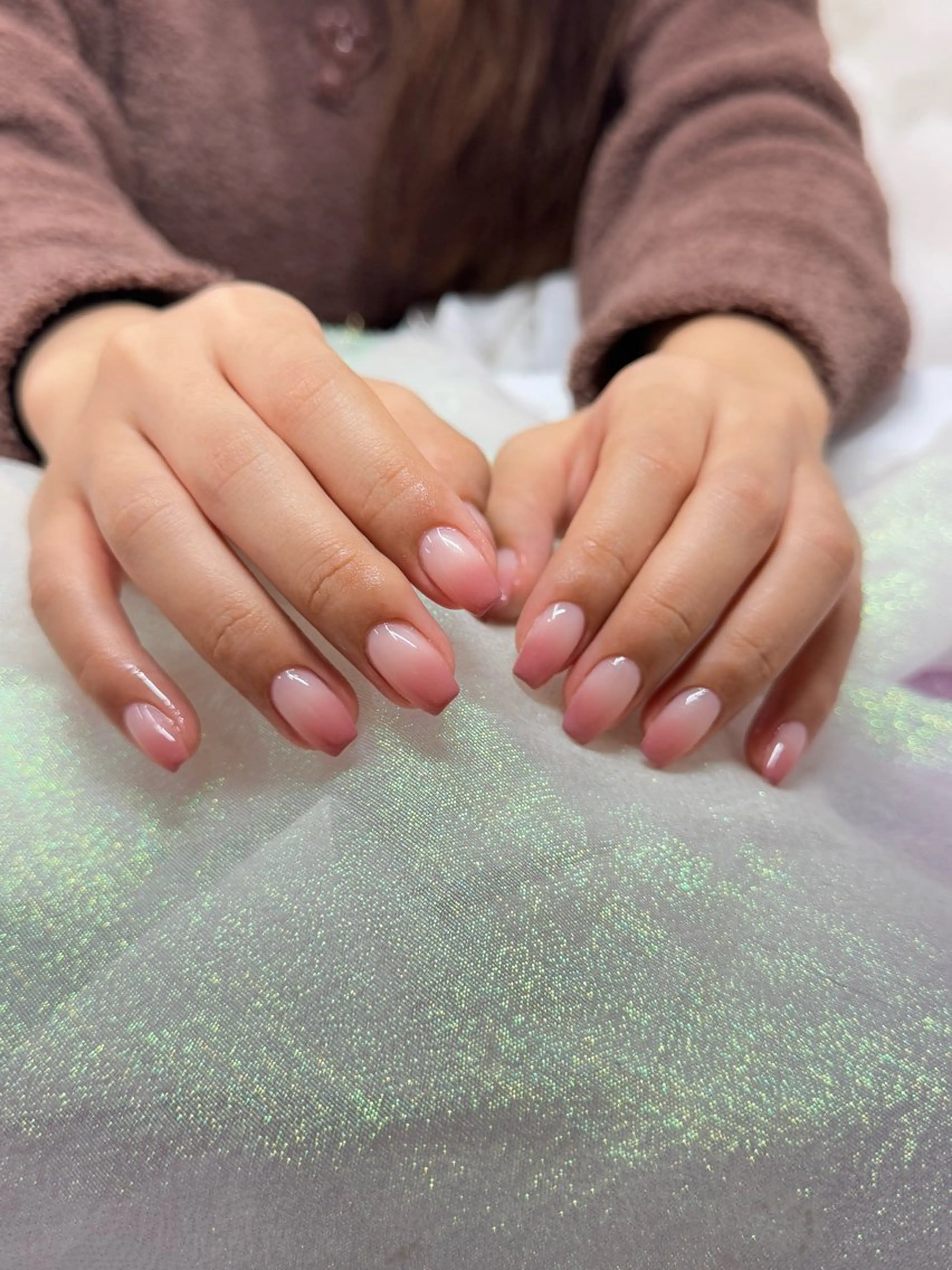 ネイル アートネイル オーロラネイル チークネイル フレンチネイル ガラスフレンチ ハンドネイル 🎀🎀YooLi Nail Salonのネイルデザイン