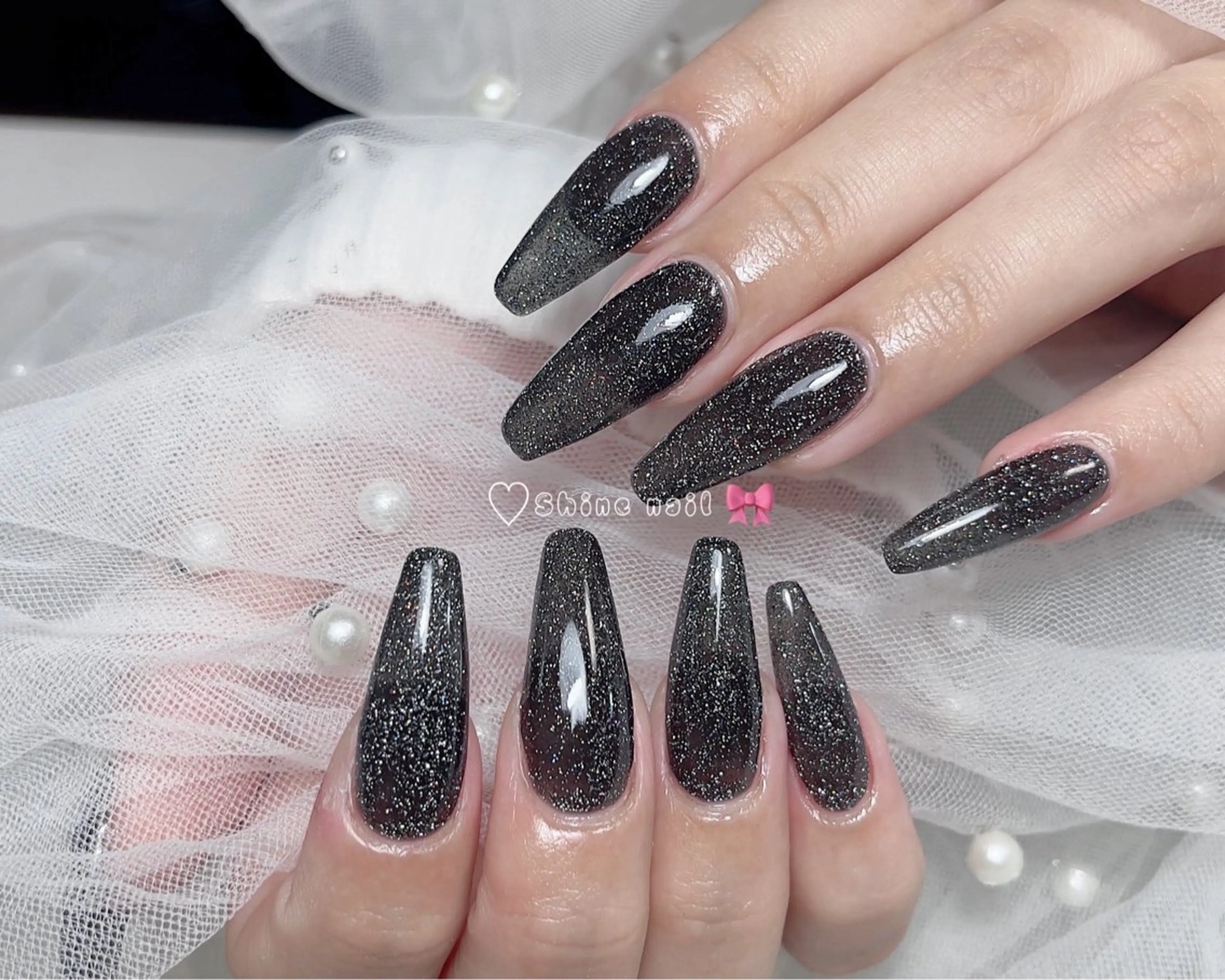 ネイル ハンドネイル shine 🎀 長さだし&デザインのネイルデザイン