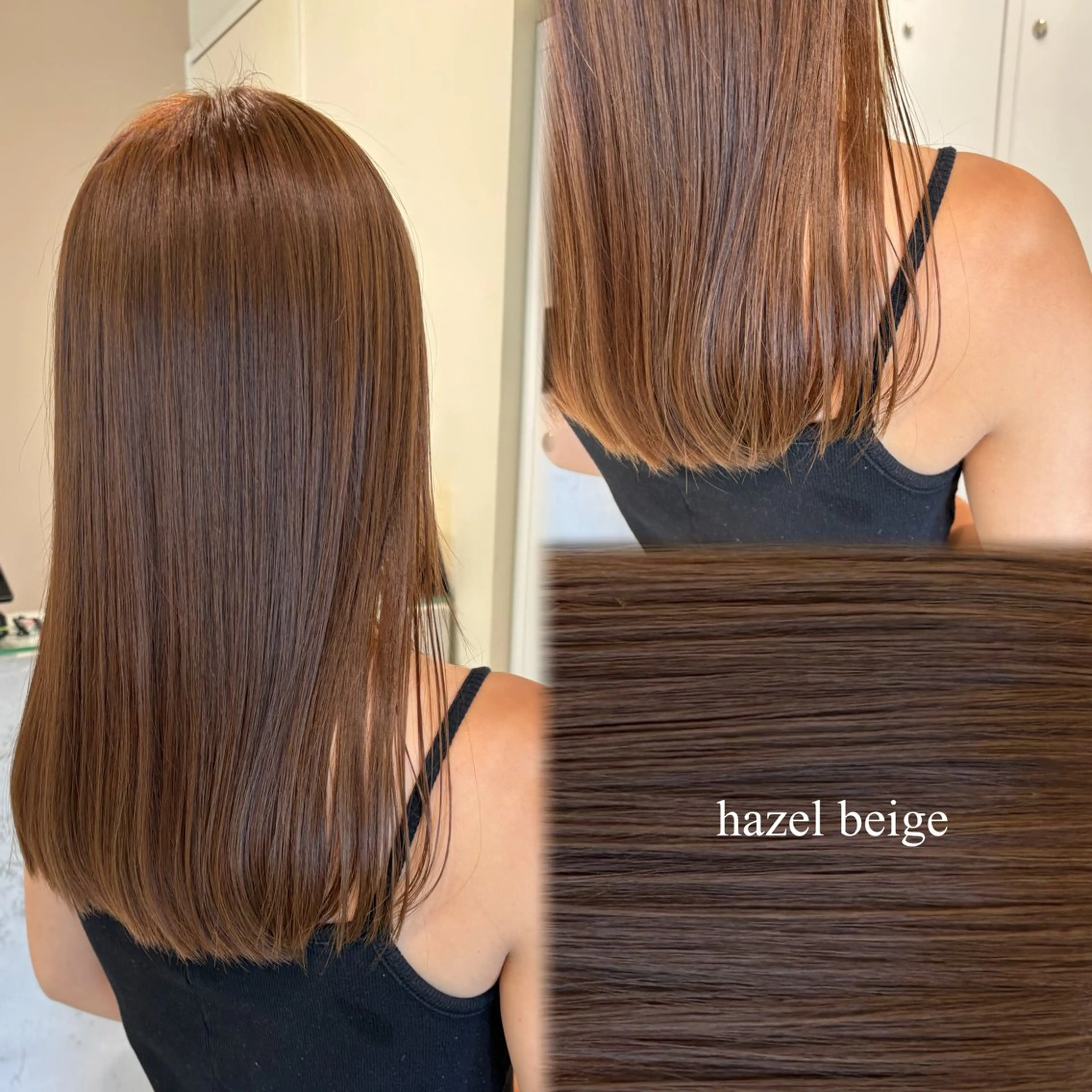 セミロング カラー 垢抜け小顔レイヤー オリーブ/スミレのヘアスタイル