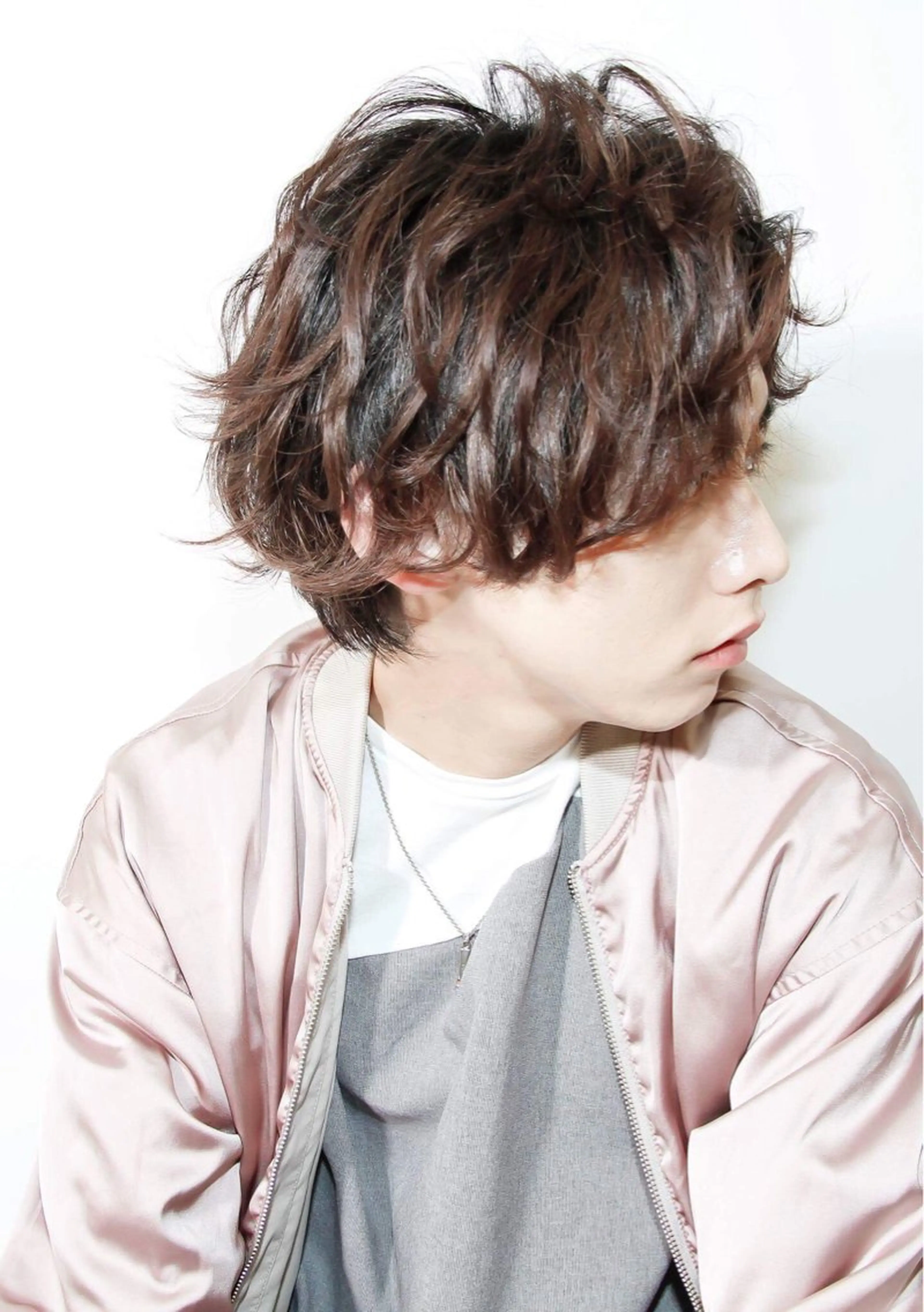 ミディアム カラー パーマ メンズ 佐伯 りょうのヘアスタイル