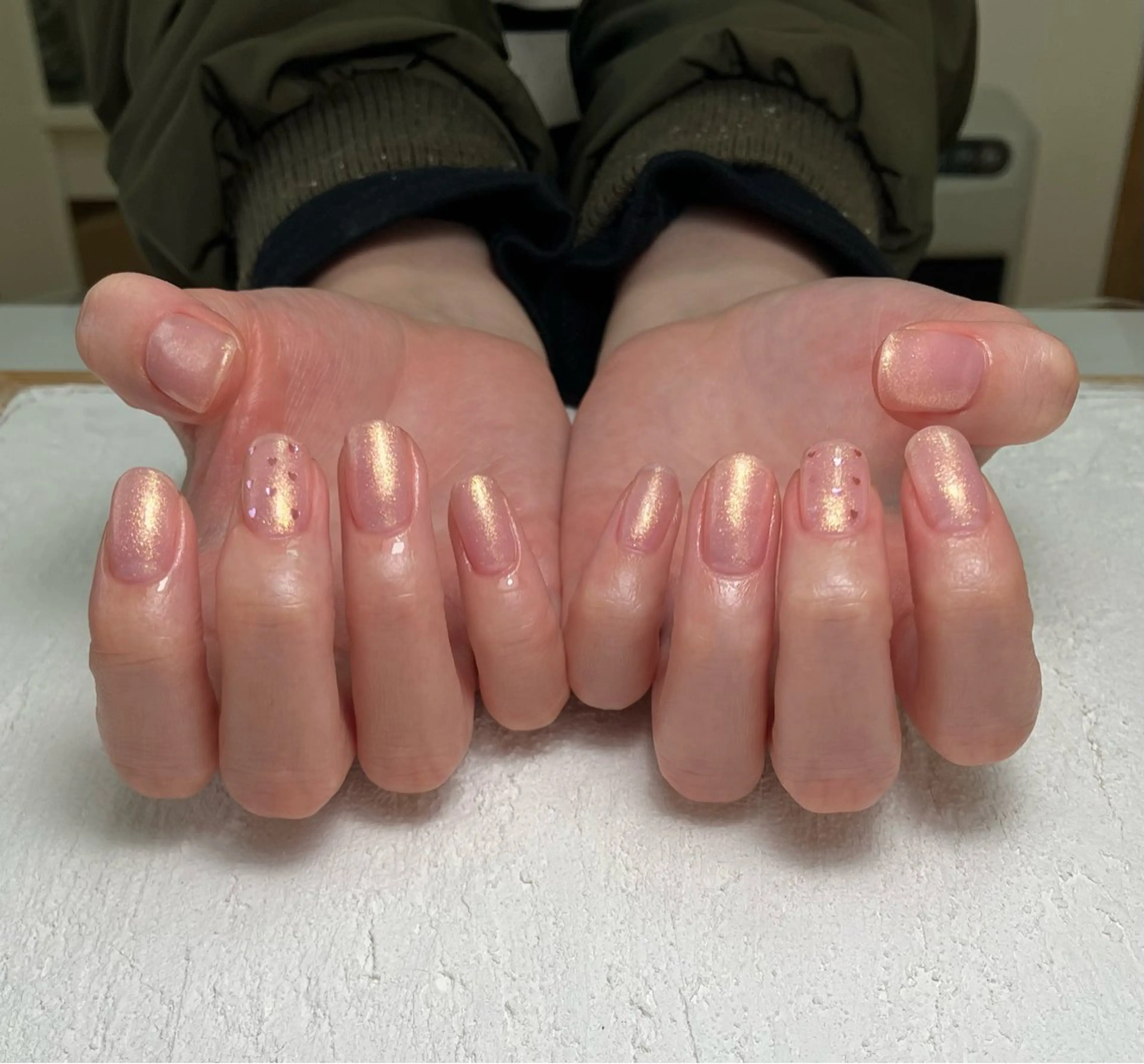 ネイル ハート ホログラムネイル ラメ(グリッター) ワンカラーネイル ピンク 自宅サロンBloom 橋本のネイルデザイン