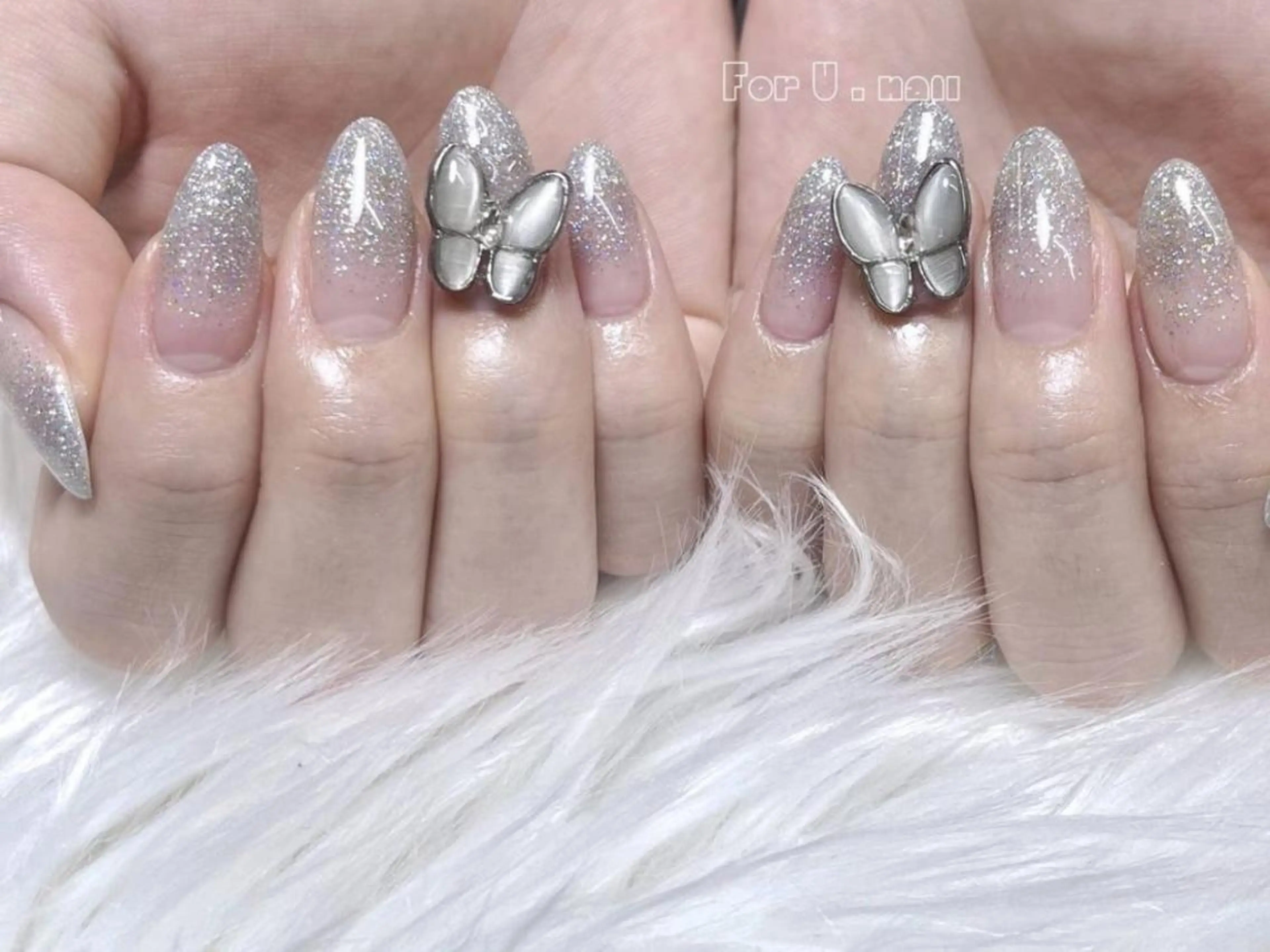 メンズ ネイル アートネイル フレンチネイル ジェルネイル キラキラネイル パラジェル Bloom kabukiのネイルデザイン