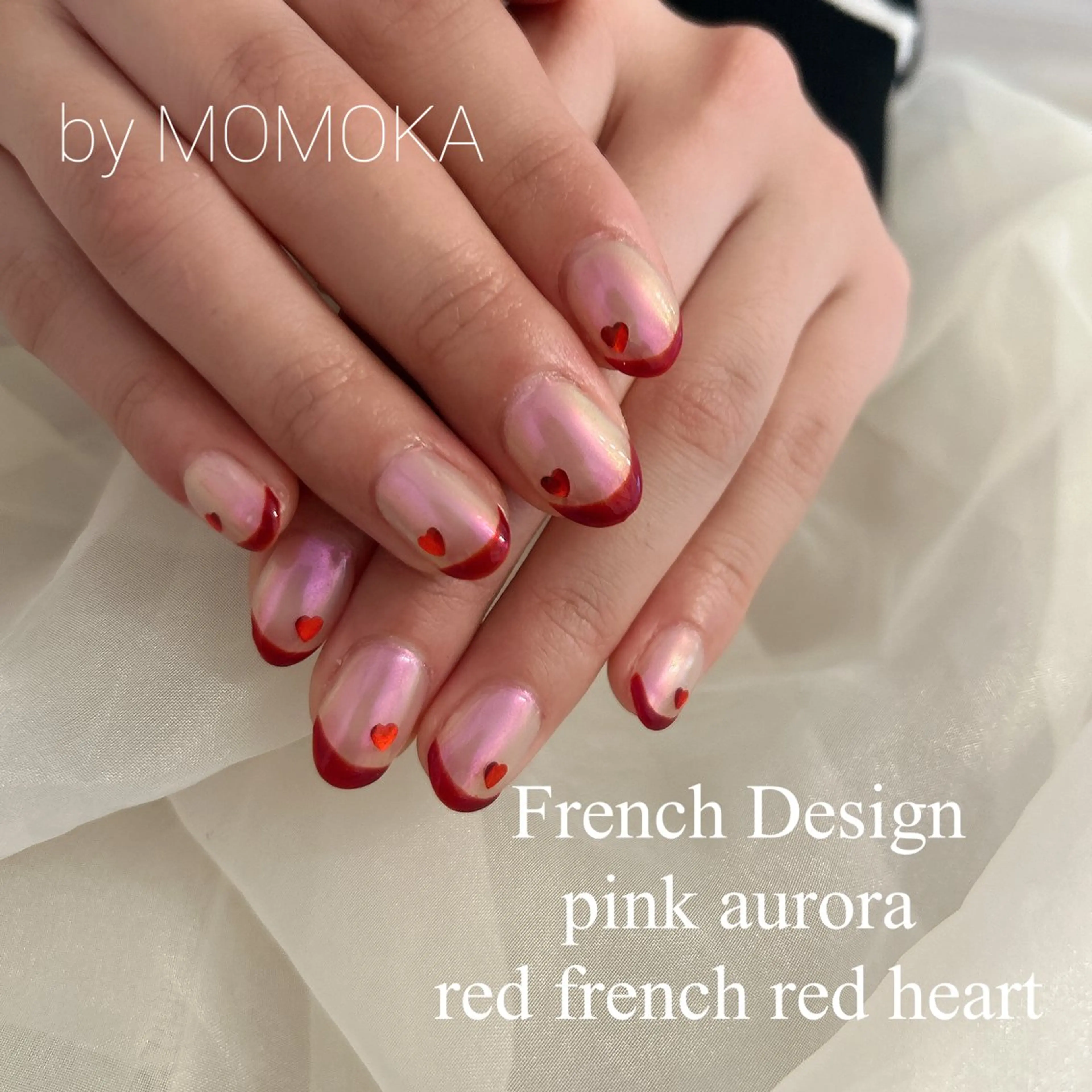 ネイル オーロラネイル フレンチネイル ハンドネイル Momo nailsalonのネイルデザイン