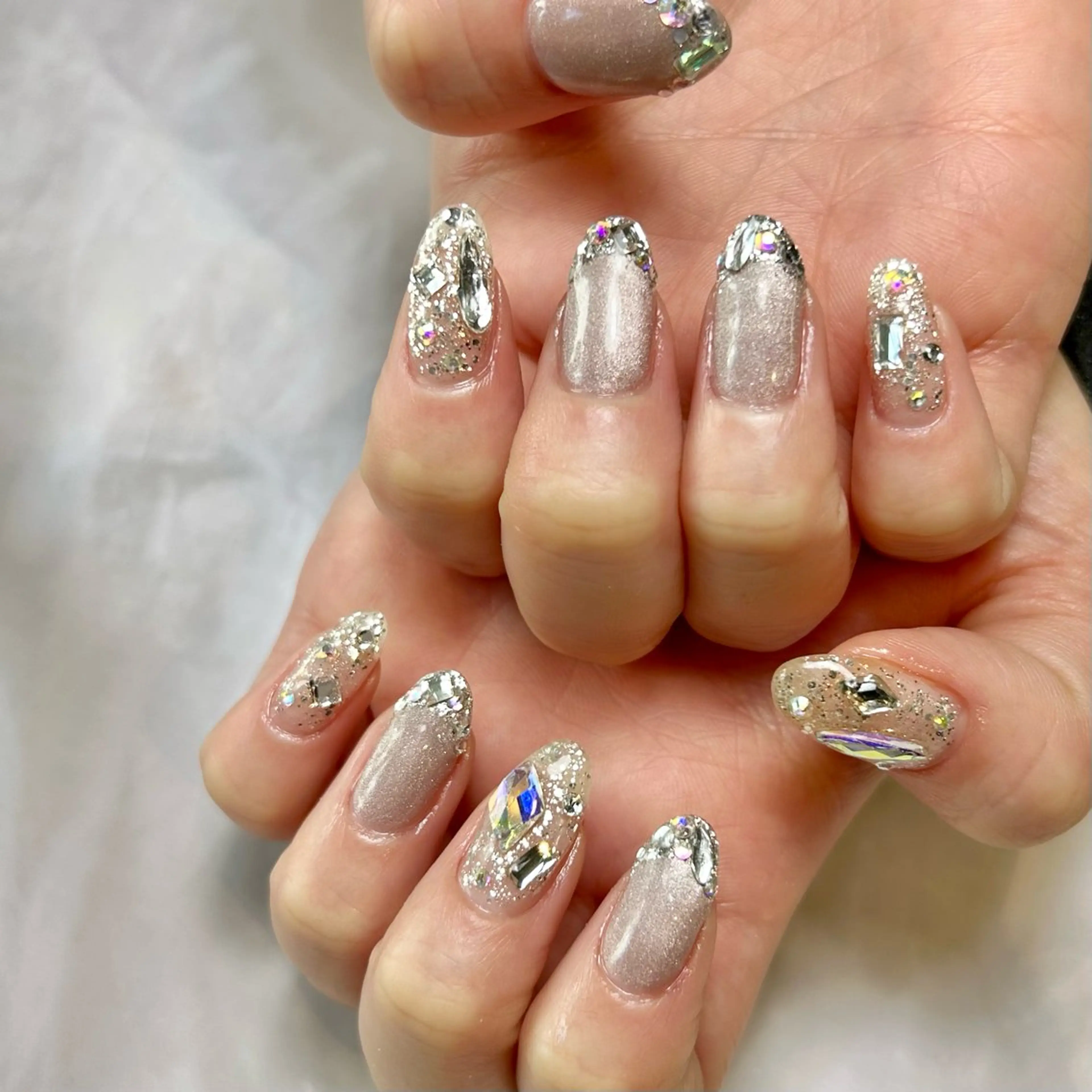 ネイル キラキラネイル マグネットネイル 持ち込み ストーンネイル ハンドネイル Reflection marikoのネイルデザイン