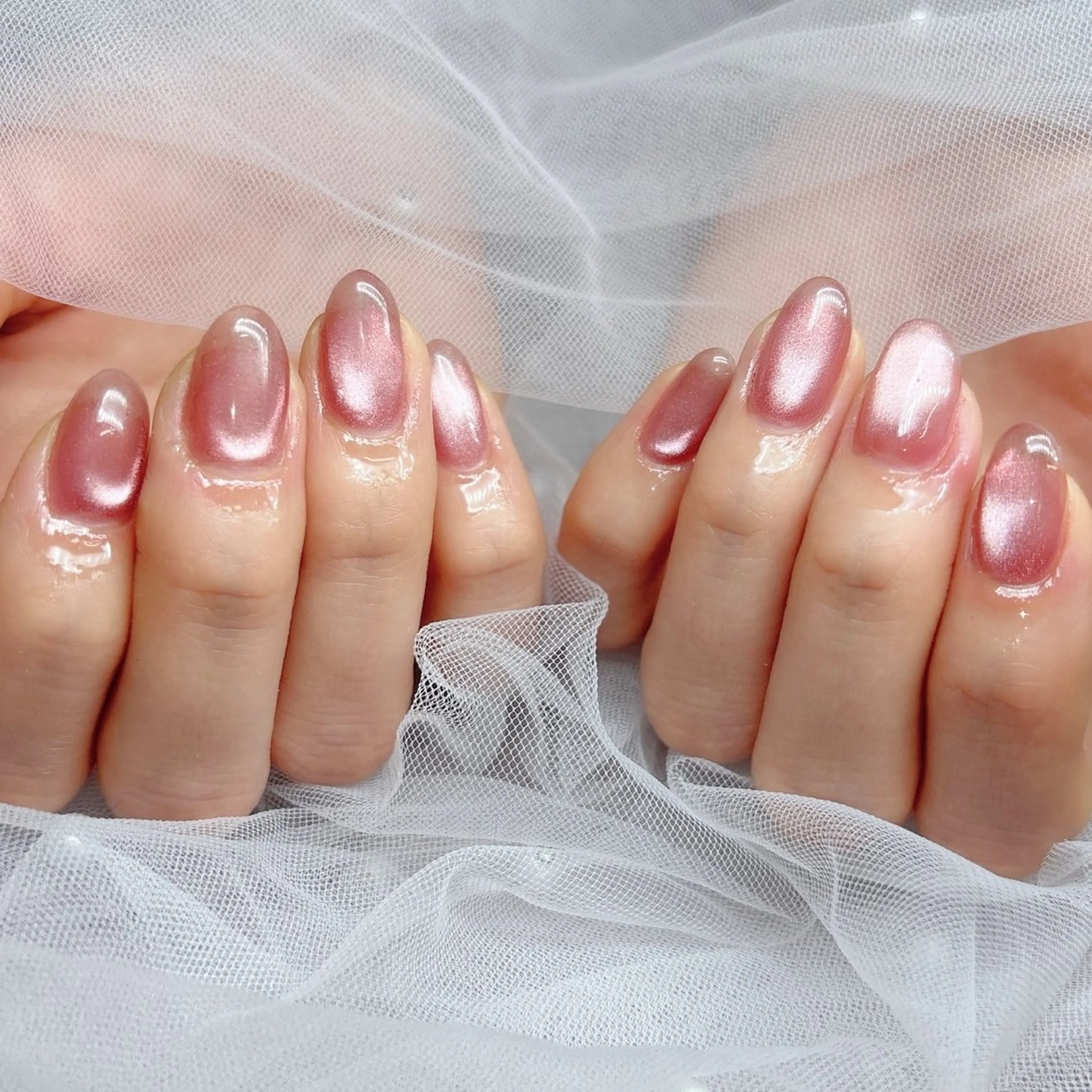 ネイル マグネットネイル ピンク ハンドネイル ハンドケア Epokku ネイルサロンのネイルデザイン