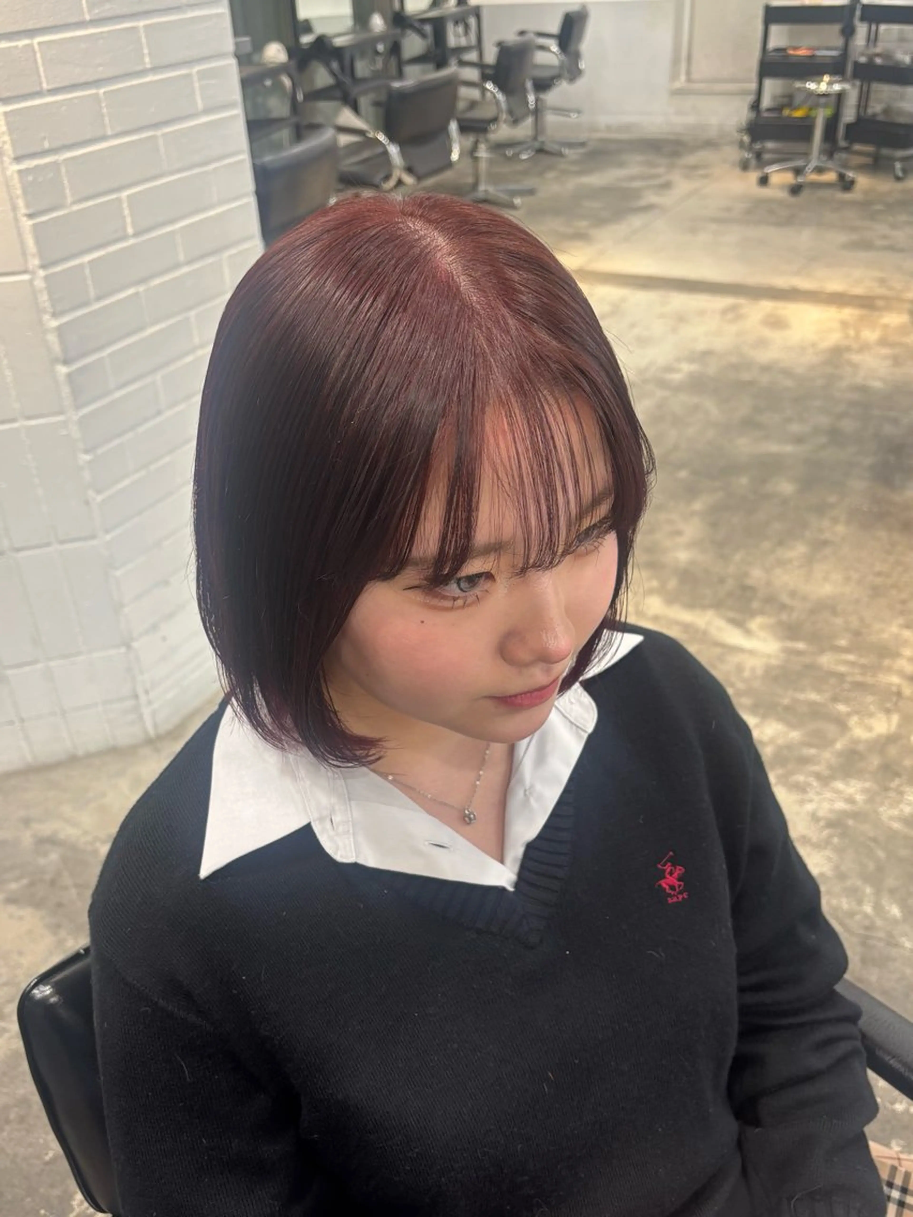 ミディアム カラー レッドカラー カット ヘアカラー レイヤー sala 推しカラー職人🎀のヘアスタイル