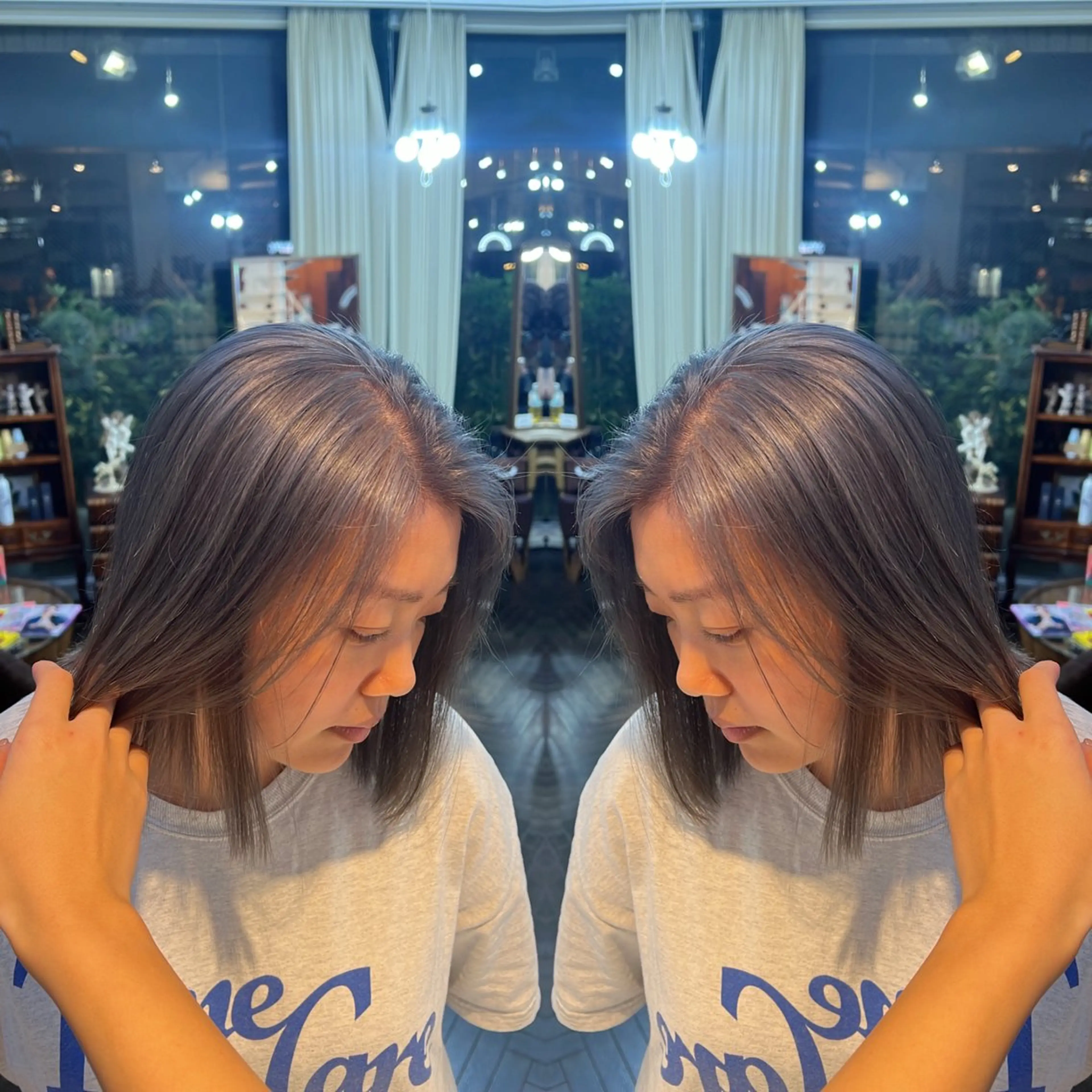 ミディアム カラー ハイライト/レイヤー /ハイトーン/AOIのヘアスタイル