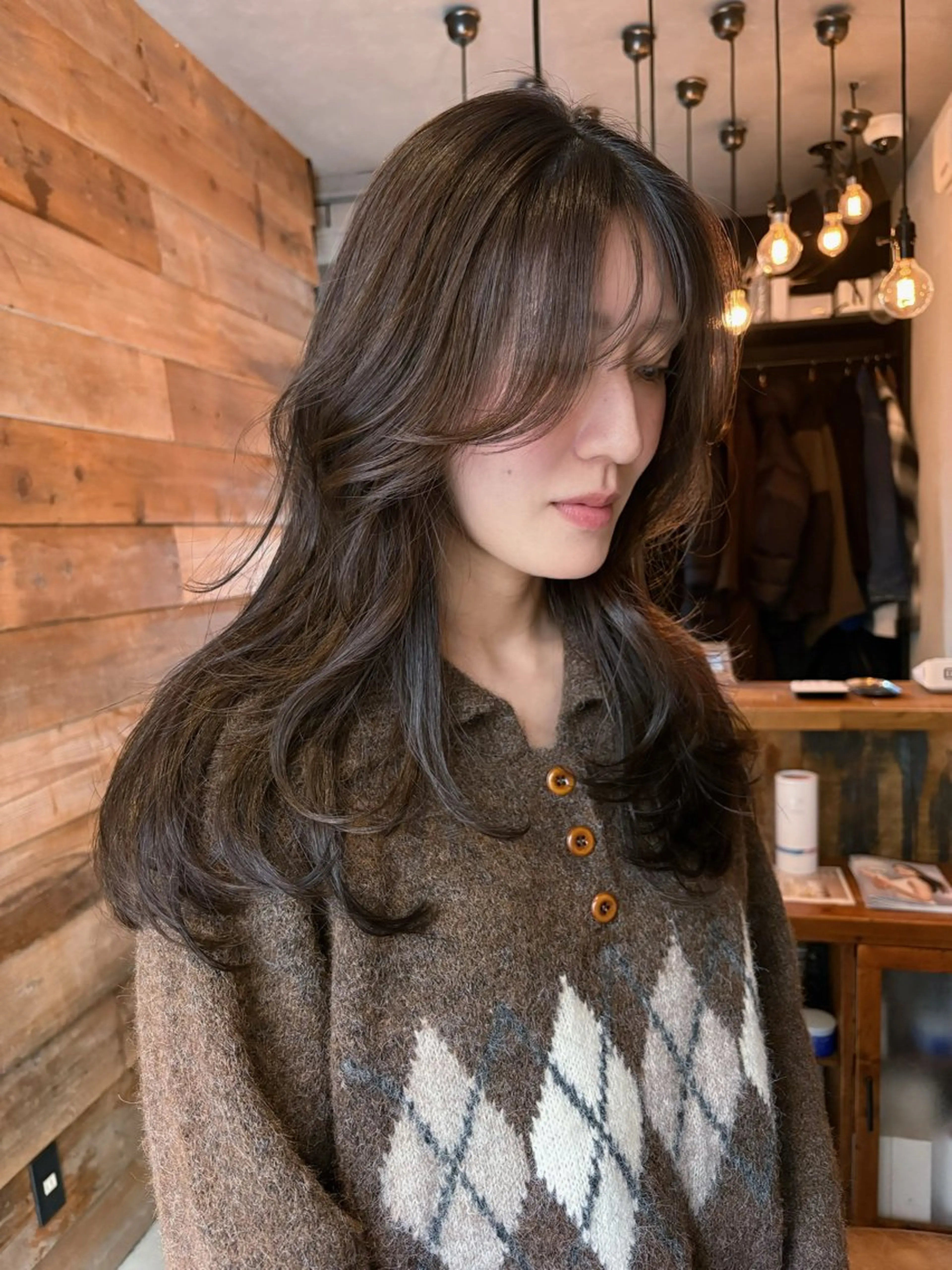 セミロング カラー パーマ カット ヘアカラー レイヤー/透明感/ ブリーチなし/わかなのヘアスタイル