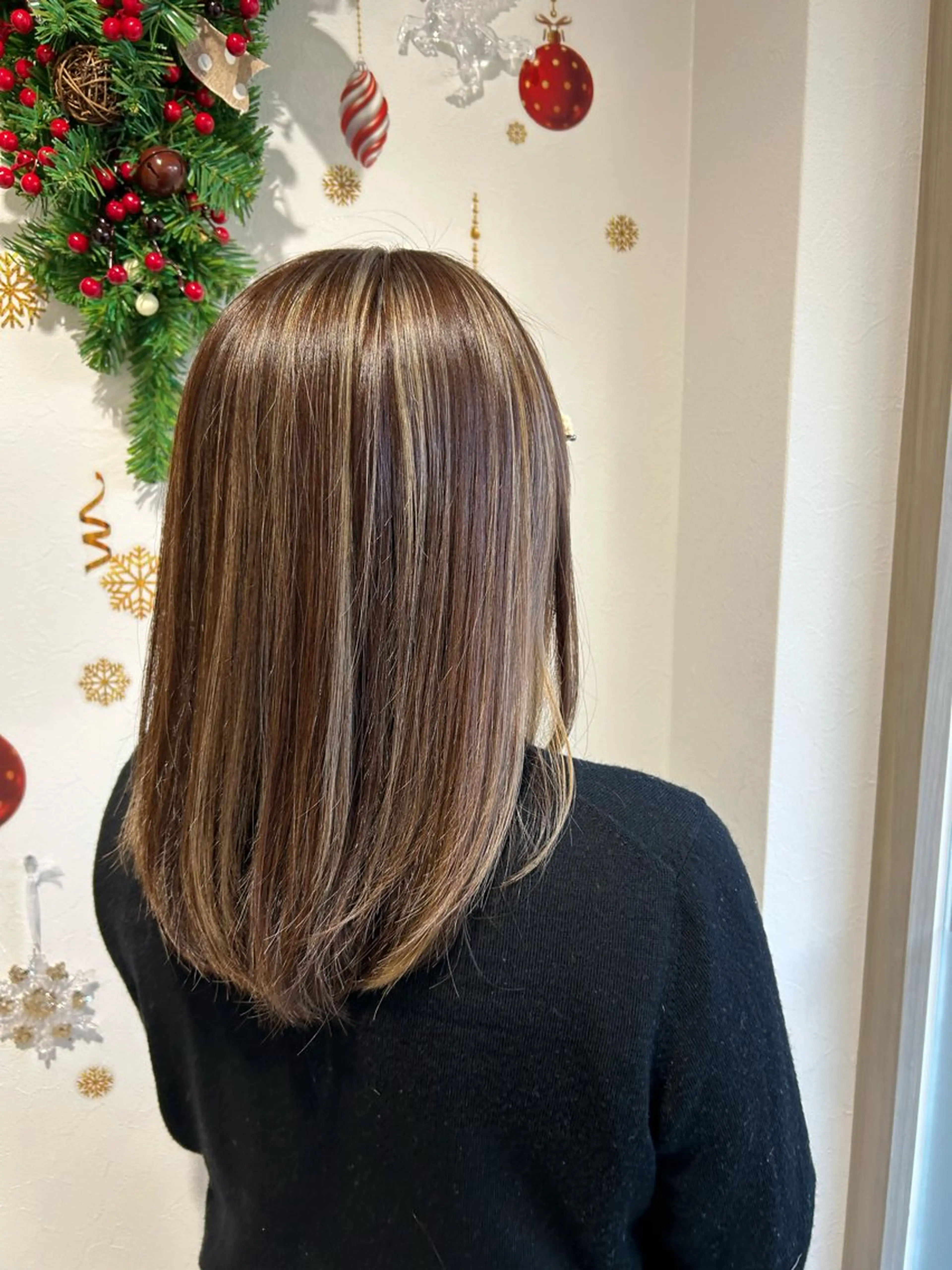 ミディアム カラー ハイライトカラー ハイライト やじま ひろこのヘアスタイル