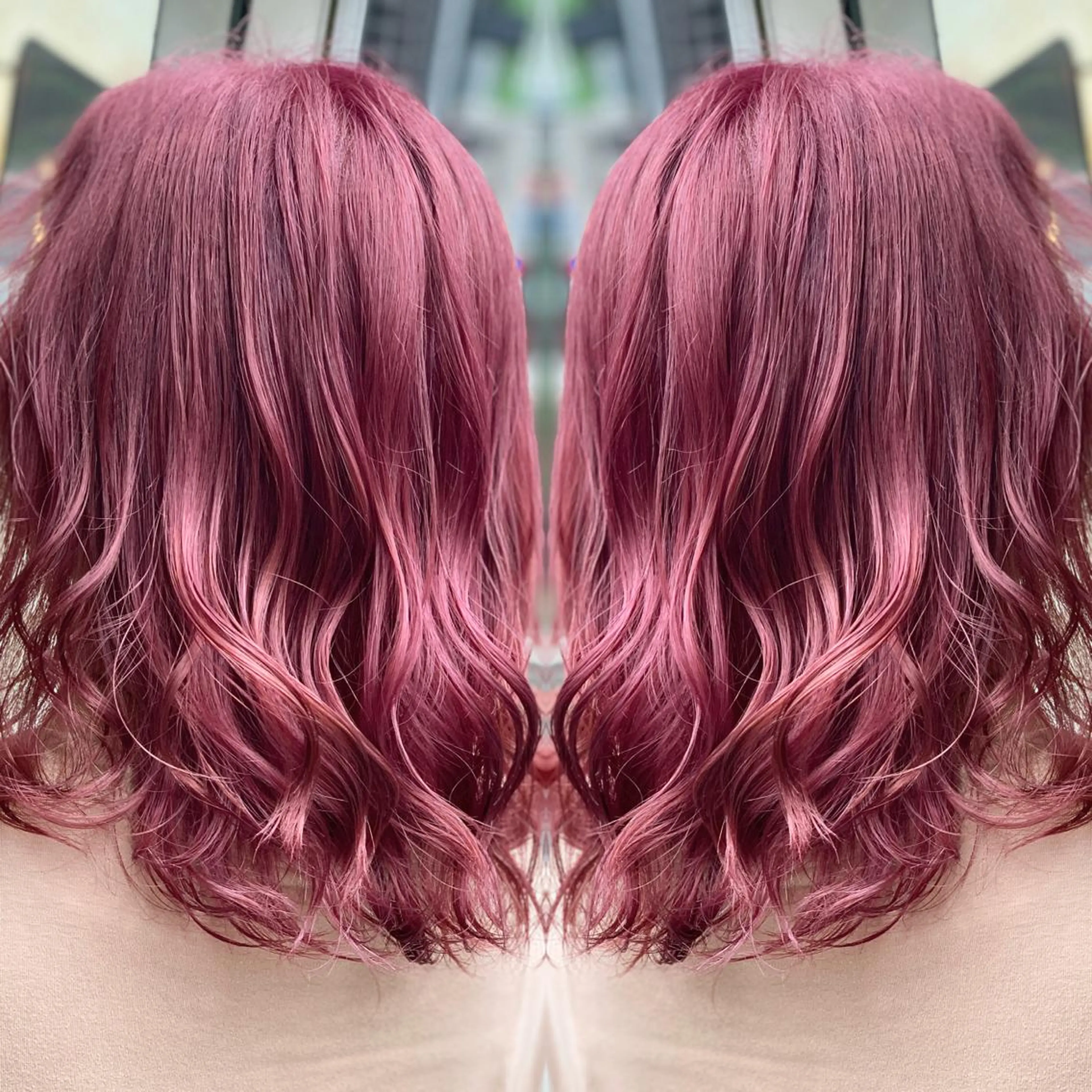 ミディアム カラー ヘアアレンジ カット 縮毛矯正 トリートメント 髪質改善×ハイトーン 中田啄也のヘアスタイル