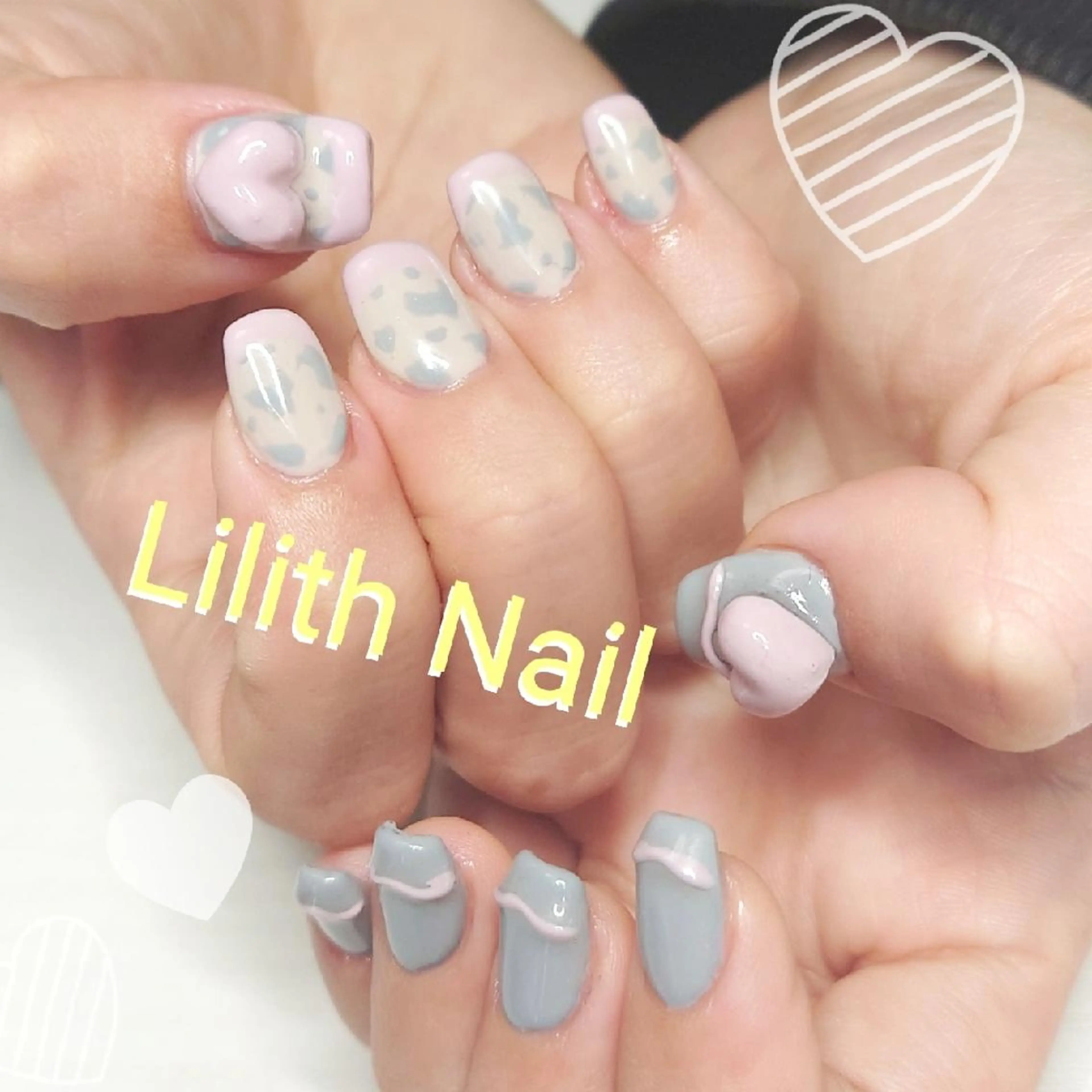 ネイル アートネイル ハート ハンドネイル Lilith Nailのネイルデザイン