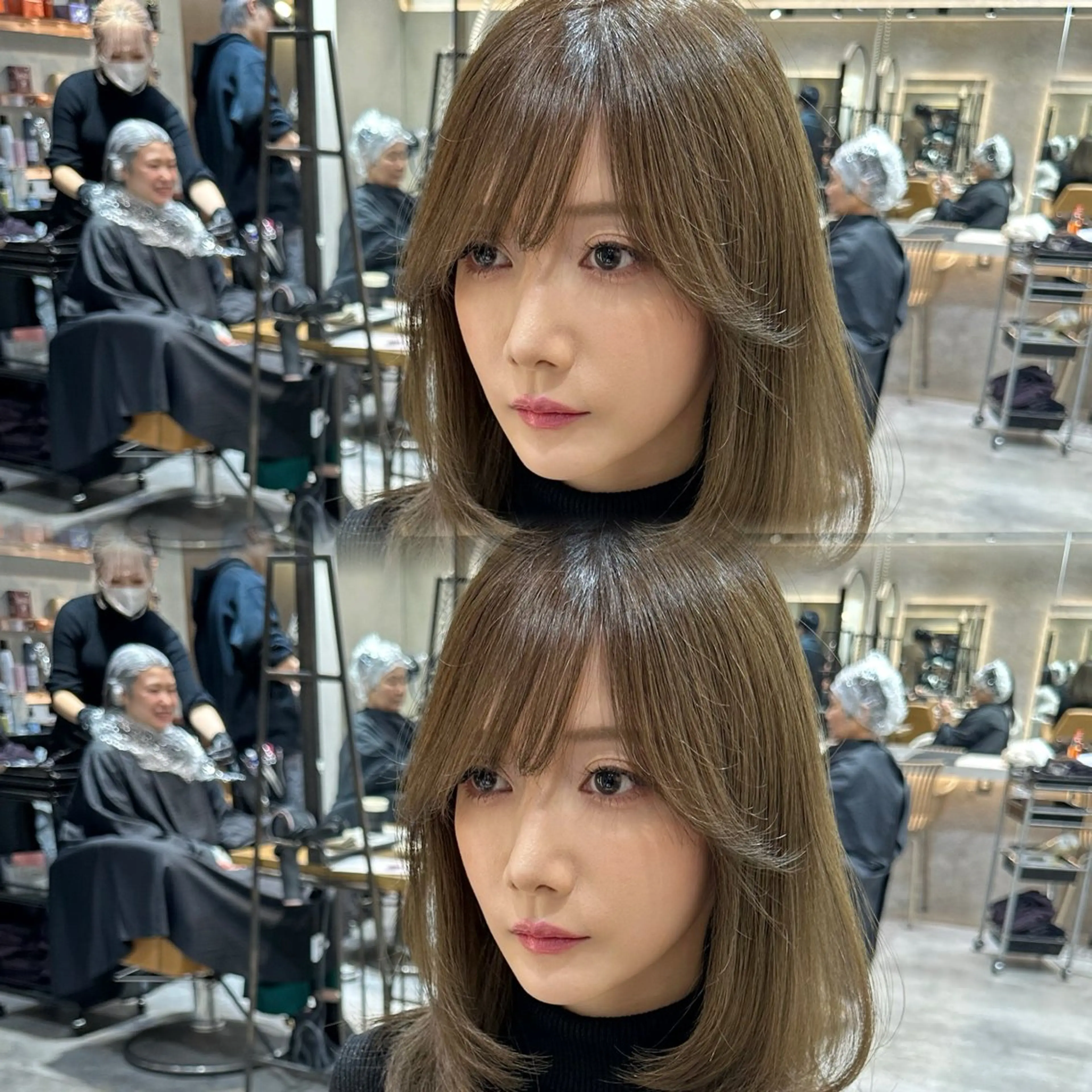 ミディアム 顔周りカット 韓国風ヘア レイヤーカット カット ヘアセット 銀座副店長/レイヤー /髪質改善/田島のヘアスタイル