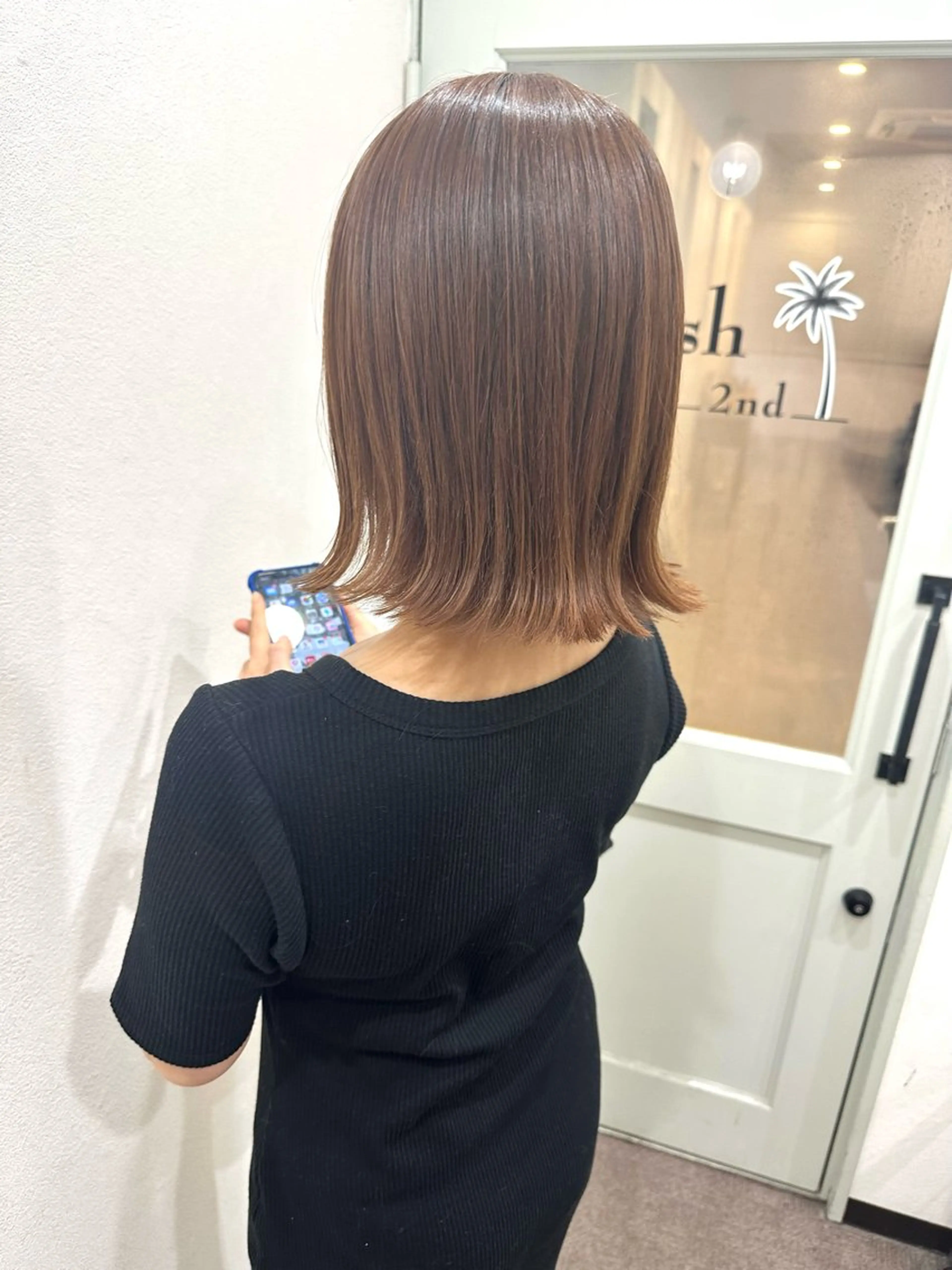 ミディアム カラー 切りっぱなしボブ ベージュカラー ピンクカラー ピンクベージュ ボブ カット ヘアカラー トリートメント 🤍2nd🤍田所 美希のヘアスタイル