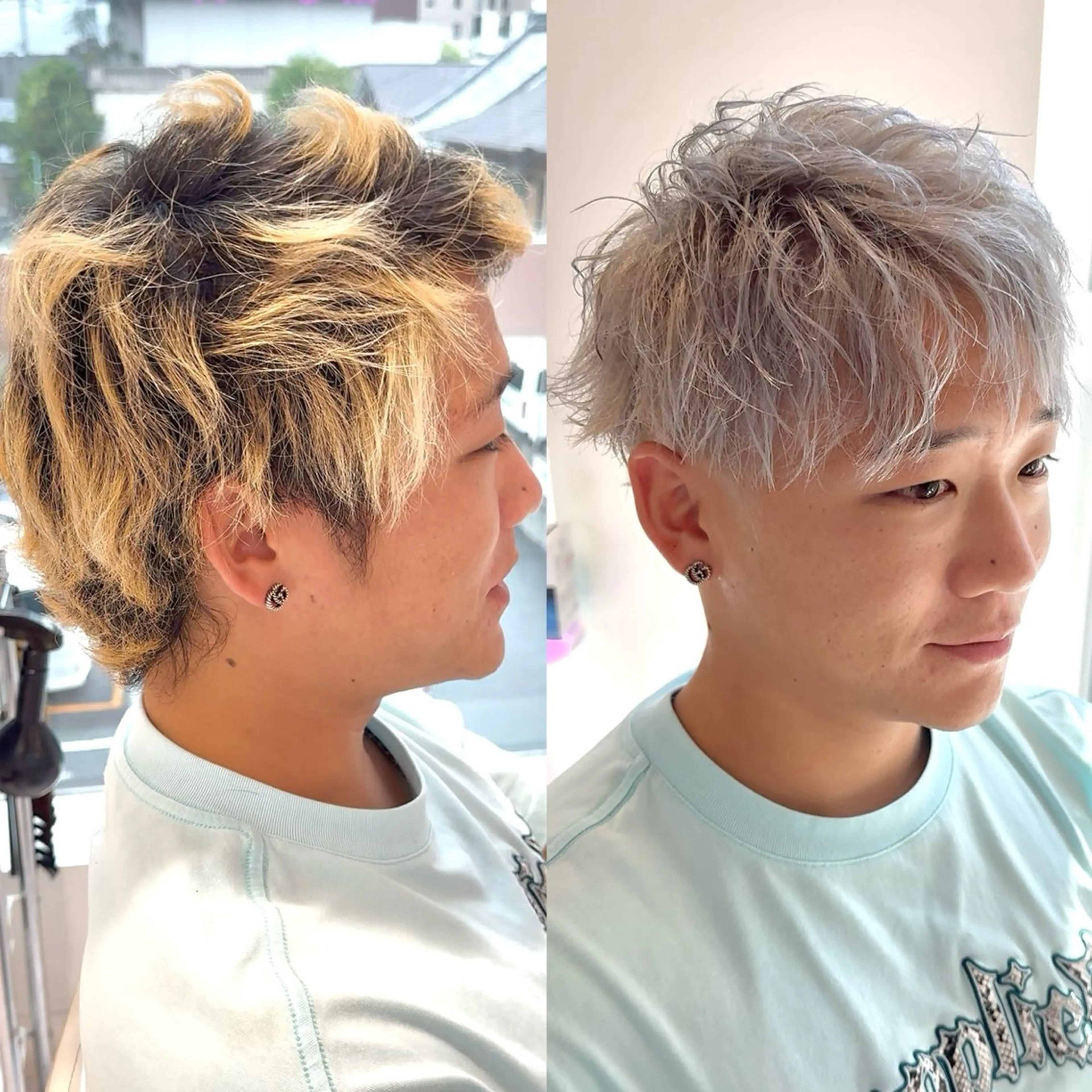カラー メンズ メンズブリーチ ブリーチ ブロンド シルバー カット ヘアカラー 🌟TOSHI/透明 感カラー/ショートのヘアスタイル