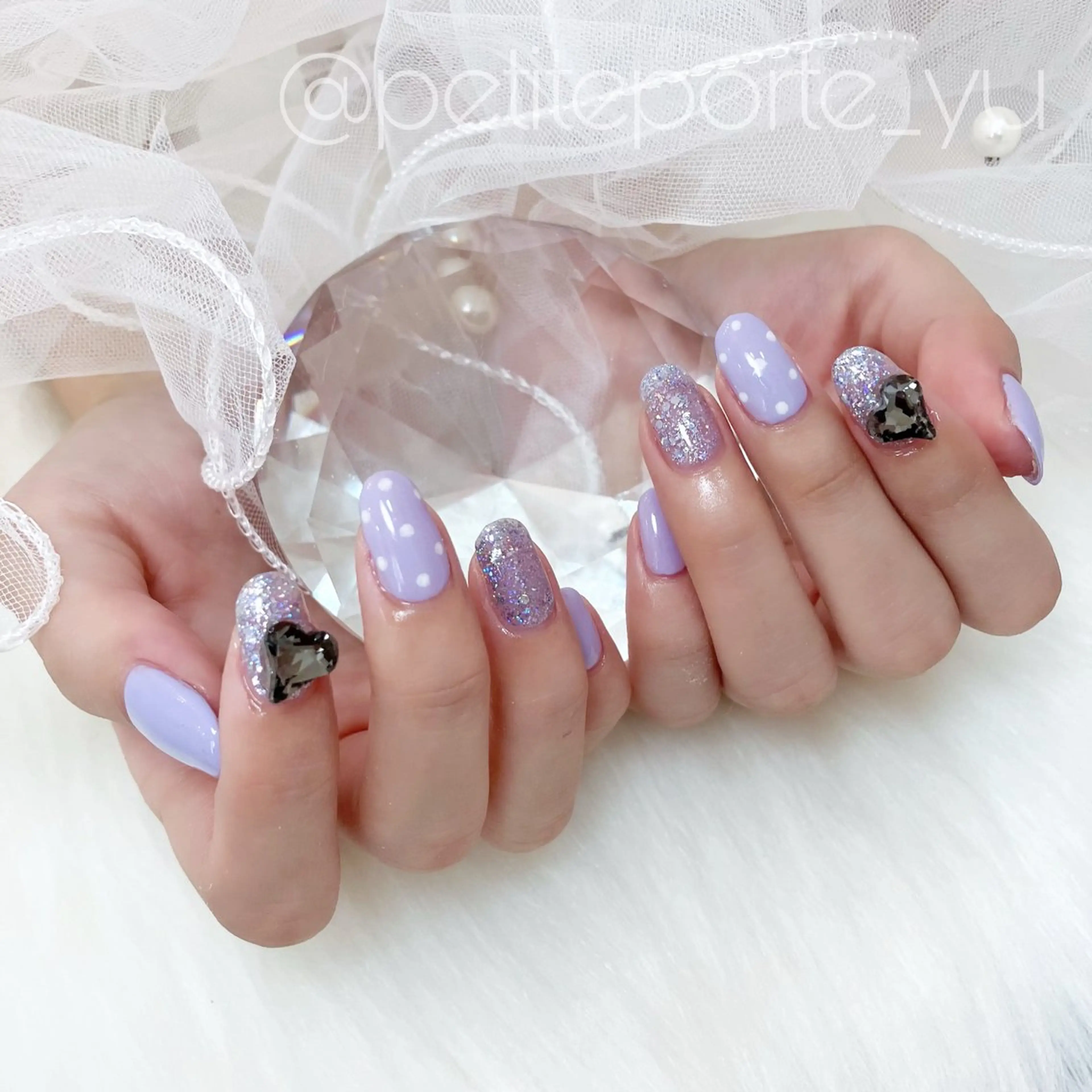 ネイル アートネイル ハート ストーンネイル ハンドネイル petite porteのネイルデザイン