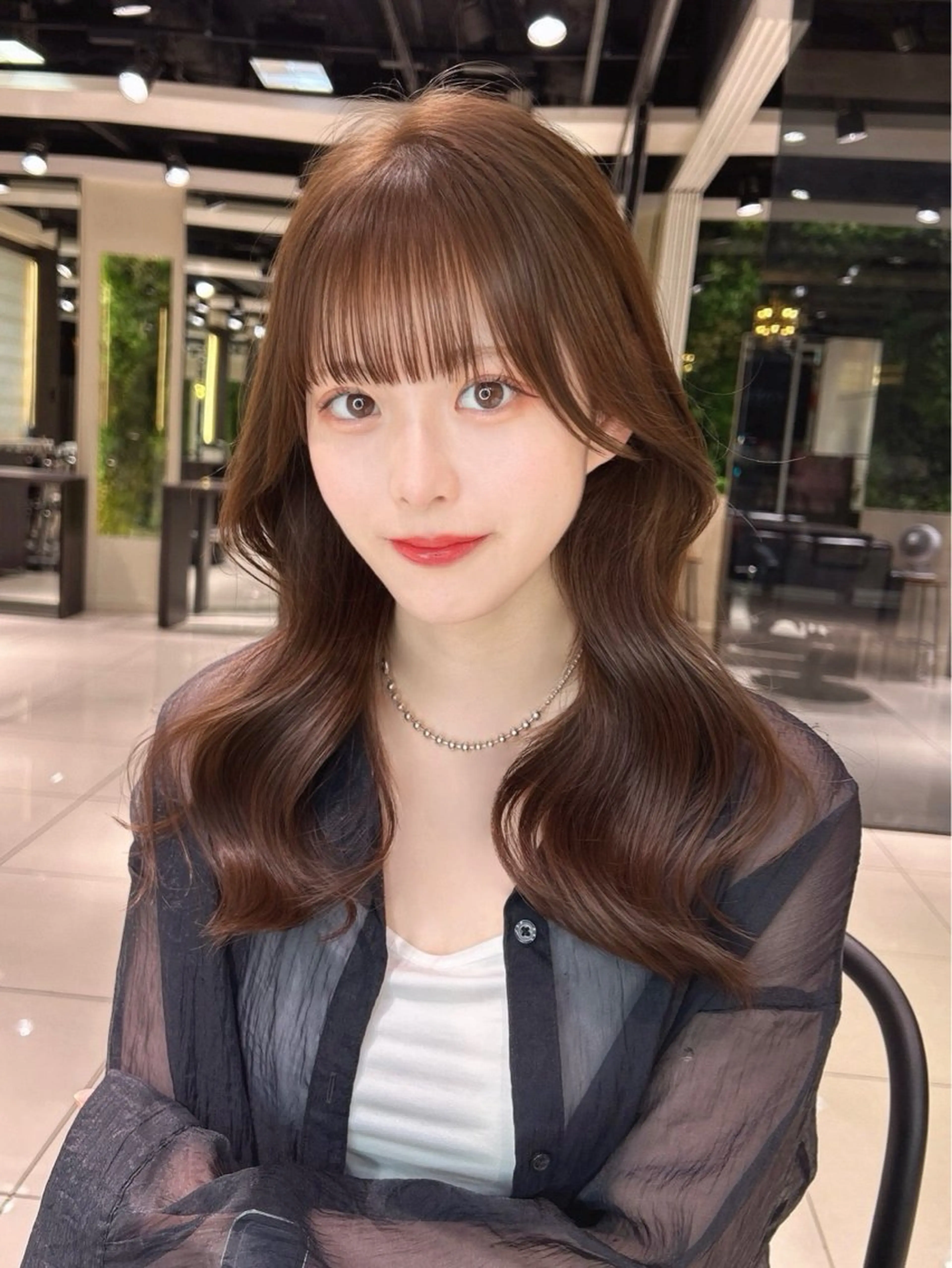 ロング カラー ワンホン/韓国ガ ーリー/透明感/りよのヘアスタイル