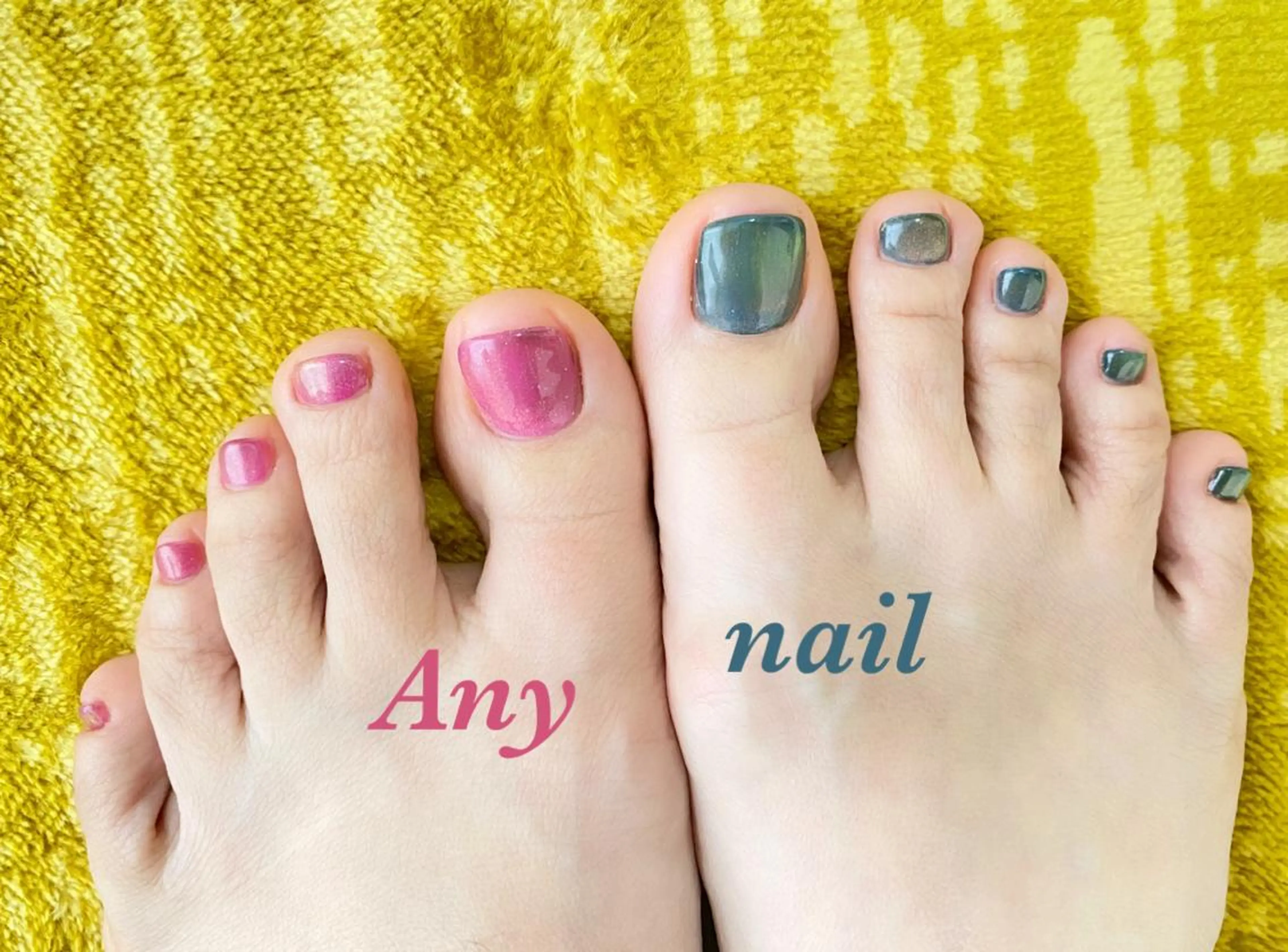 ネイル フットネイル マグネットネイル ネイビー ピンク フットネイル 岩澤 恵子のネイルデザイン