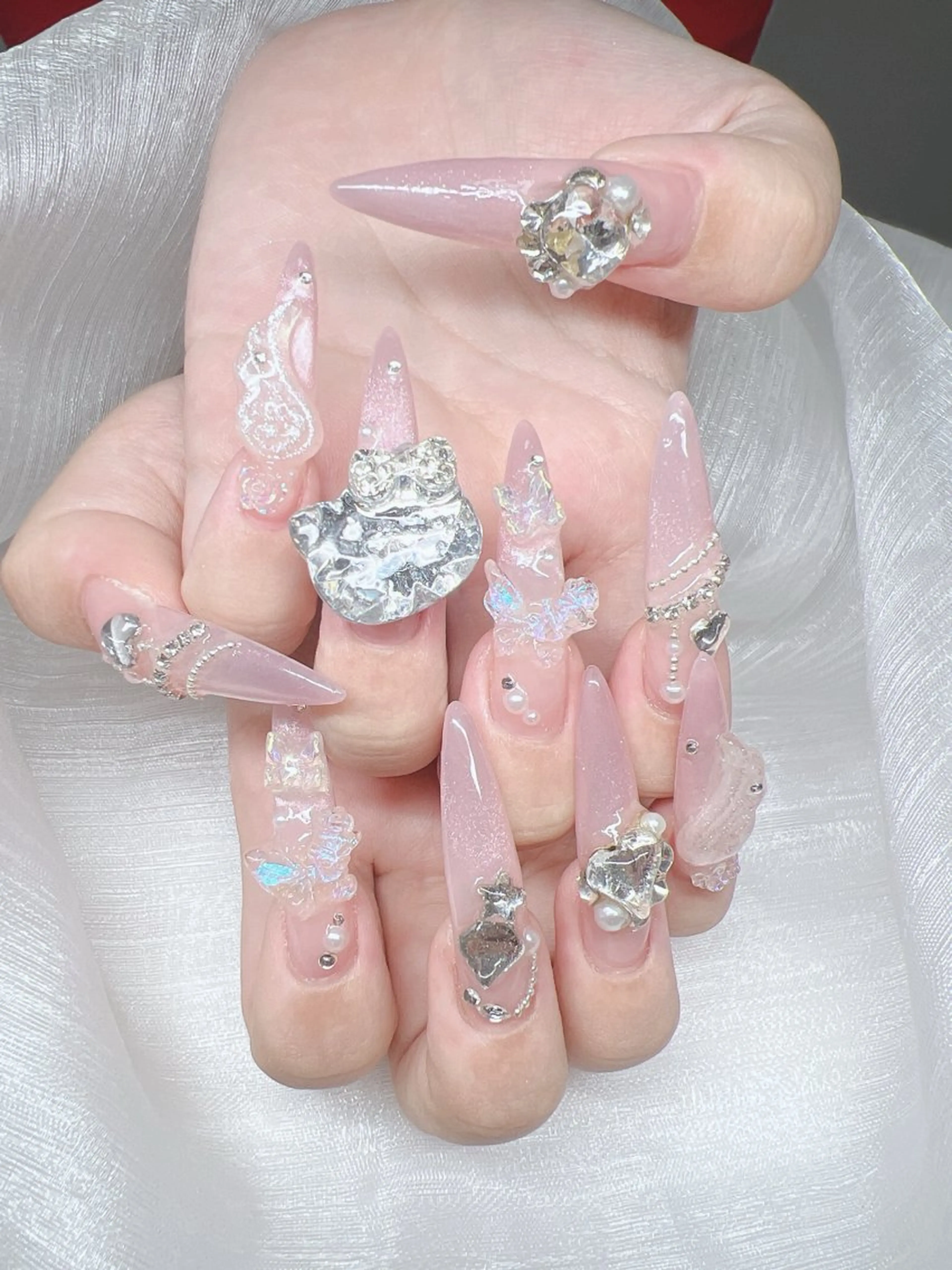 ネイル 長さ出し グラデーション キラキラネイル マグネットネイル ニュアンスネイル Lee Nails チップ長さだし専門店のネイルデザイン
