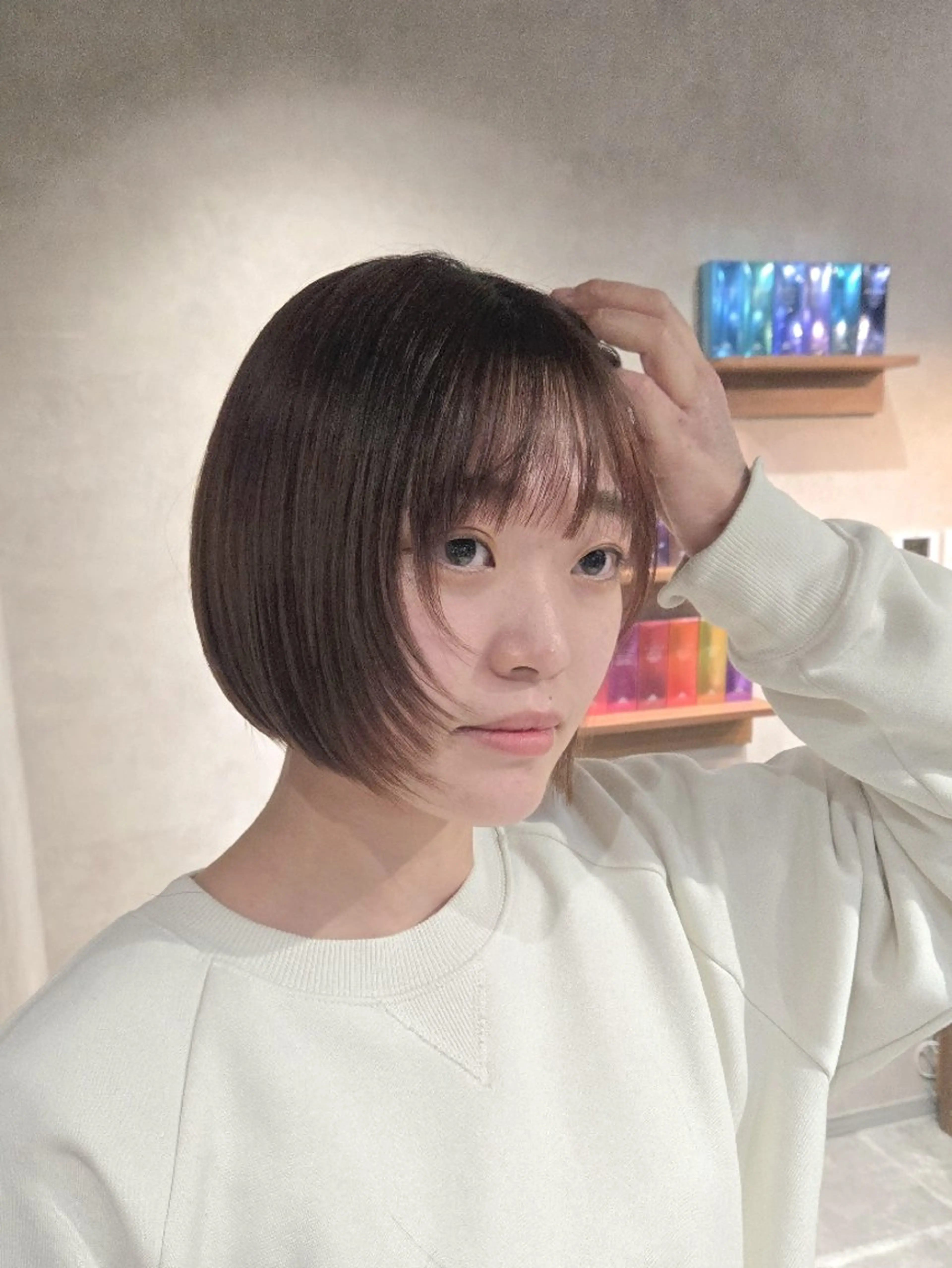 ショート ボブ 顔周りカット レイヤーカット enx 渡邊 愛結🎀のヘアスタイル