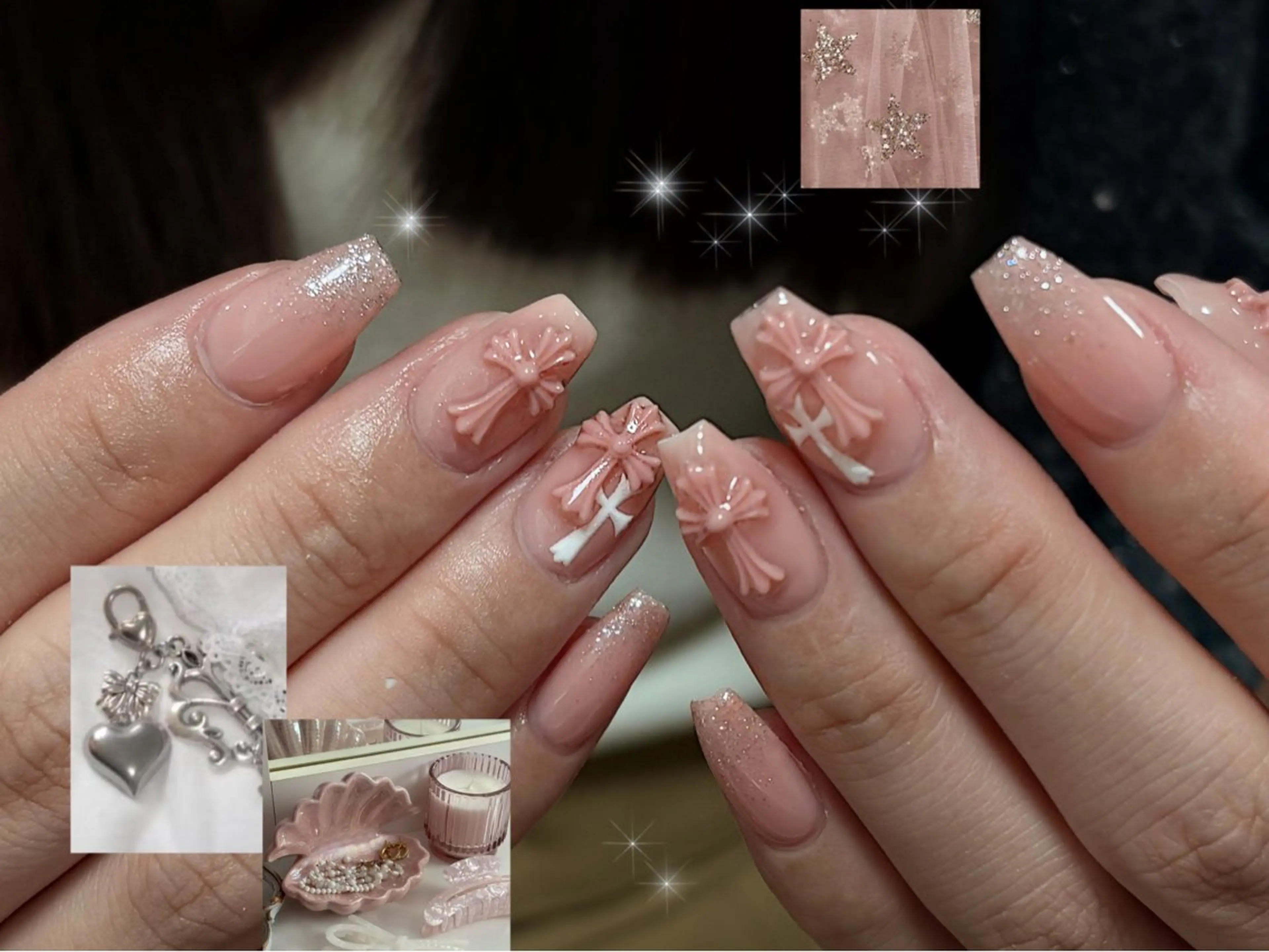 ネイル 桜ネイル フレンチネイル ジェルネイル ガラスフレンチ グラデーション ハンドネイル E3 Nail Salonのネイルデザイン