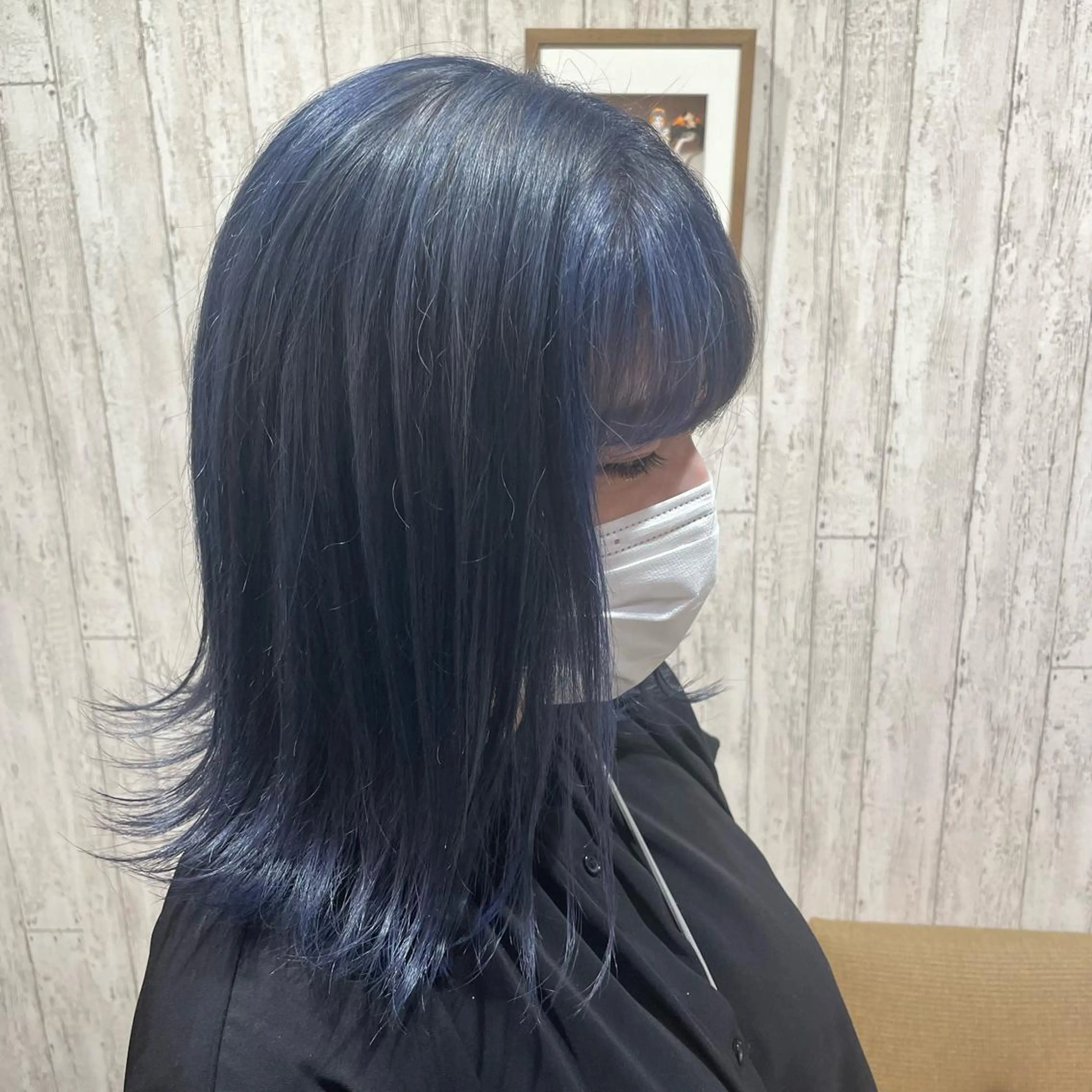 セミロング カラー ヘアアレンジ ブリーチ ブルーカラー ブルーラベンダー ラベンダーカラー シルバー 古沢 みづきのヘアスタイル