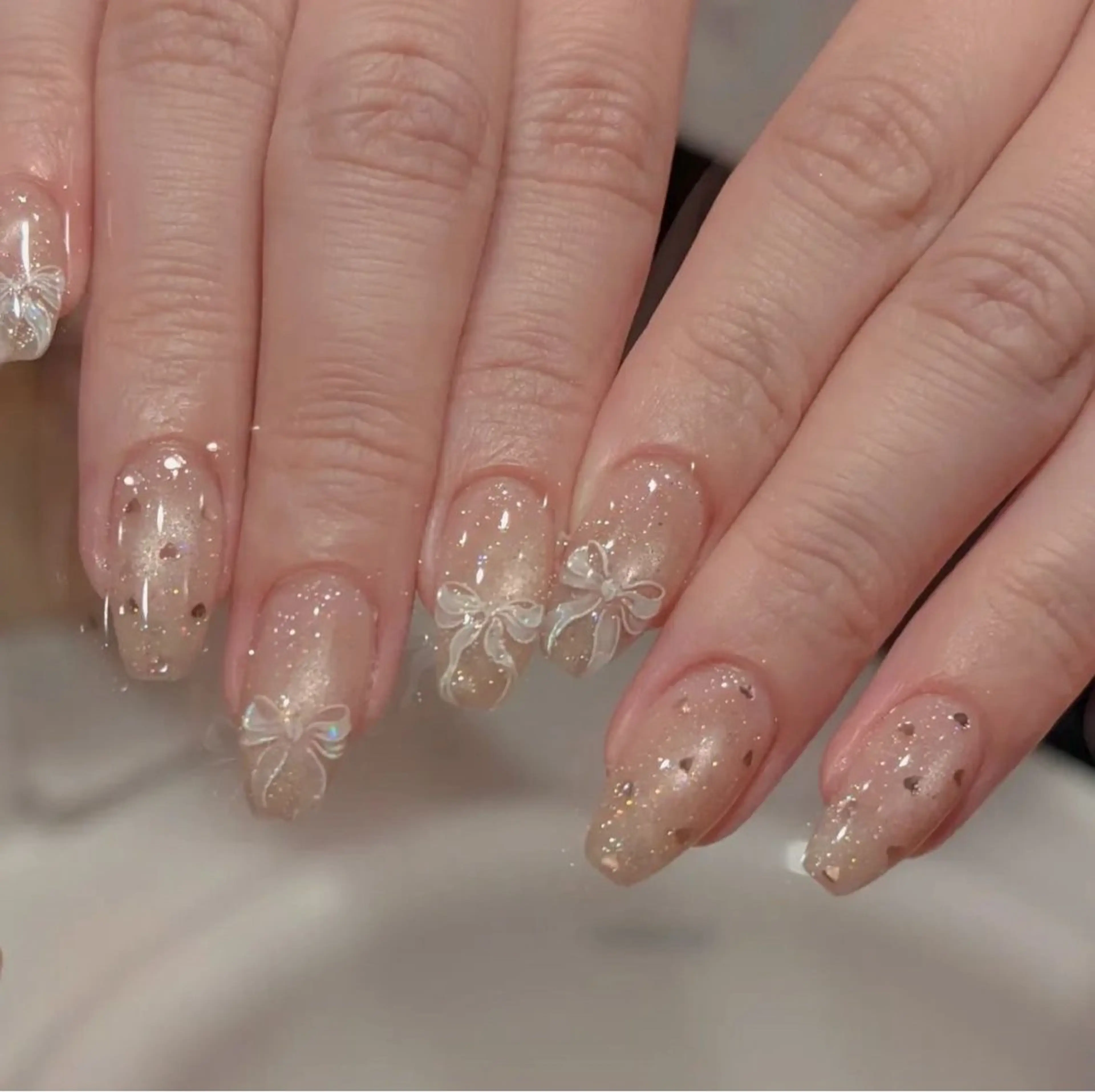 ネイル フレンチネイル ジェルネイル マグネットネイル 持ち込み ニュアンスネイル ハンドネイル Ribbonnail salonのネイルデザイン