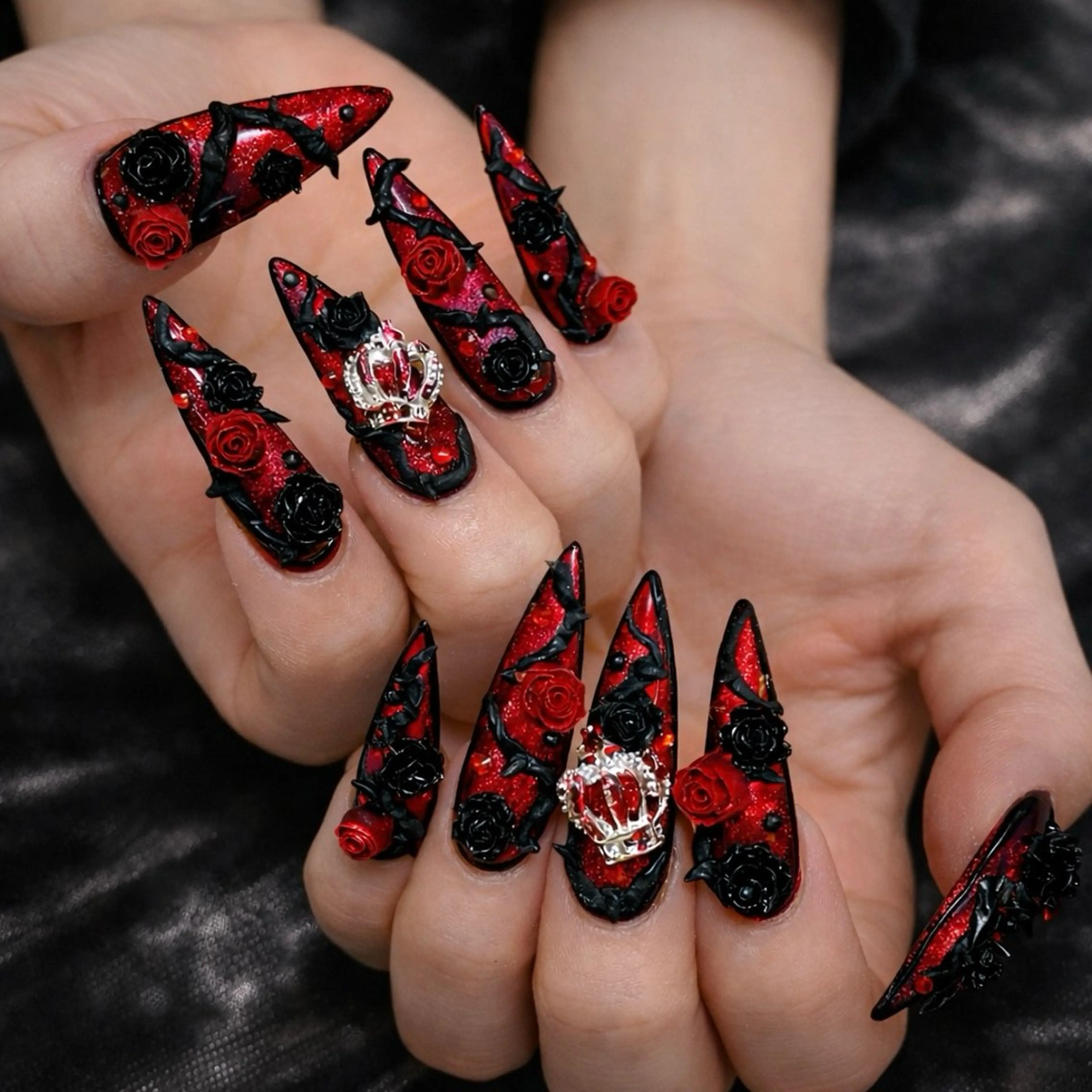 ネイル クリアネイル ハート キラキラネイル 韓国ネイル マグネットネイル ハンドネイル NailPrincess所属・princess スカルプ専門店のネイルデザイン