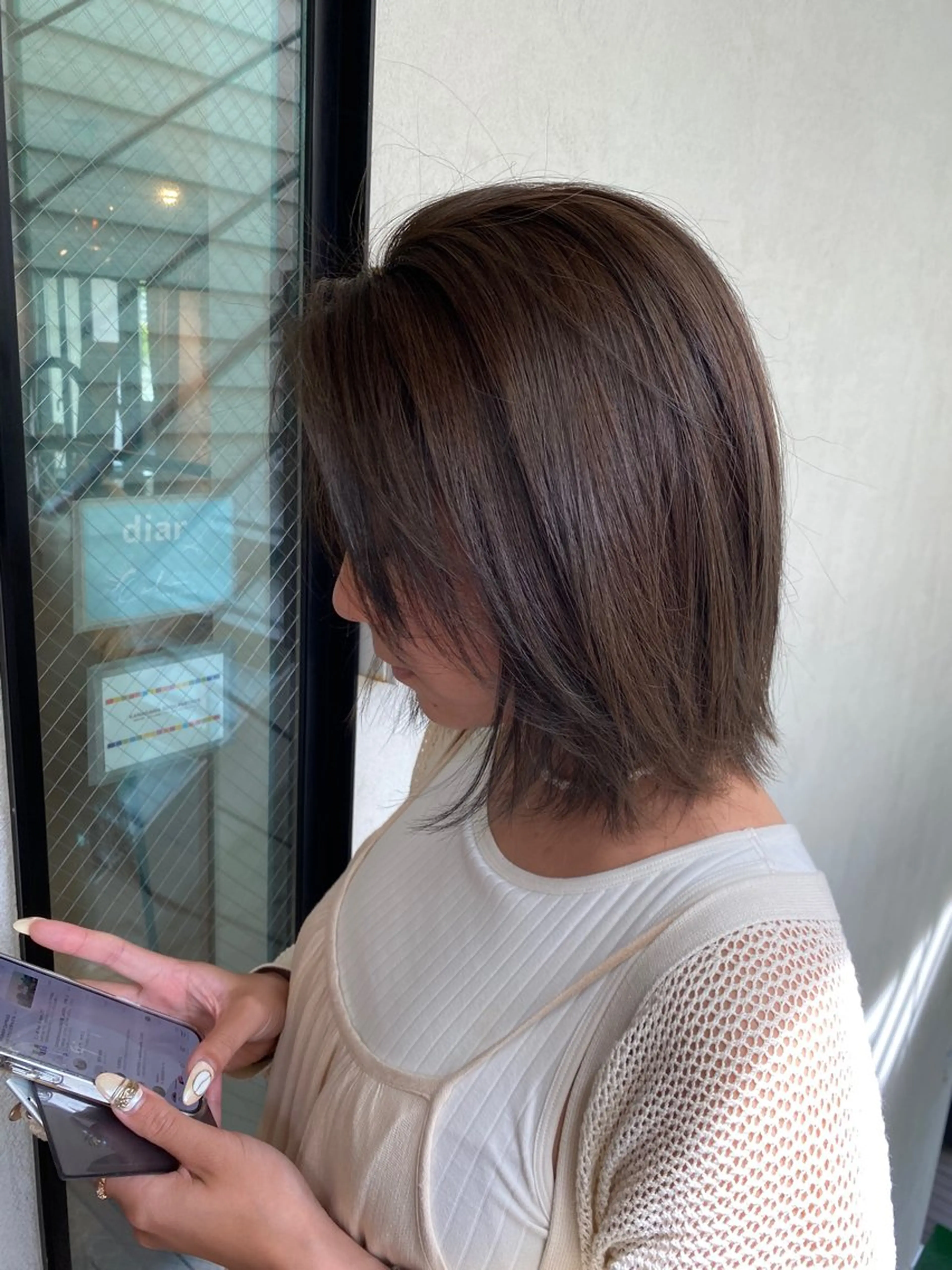 ミディアム カラー グレージュ カット ヘアカラー トリートメント mai🤍透明感/ 縮毛矯正/藤沢のヘアスタイル