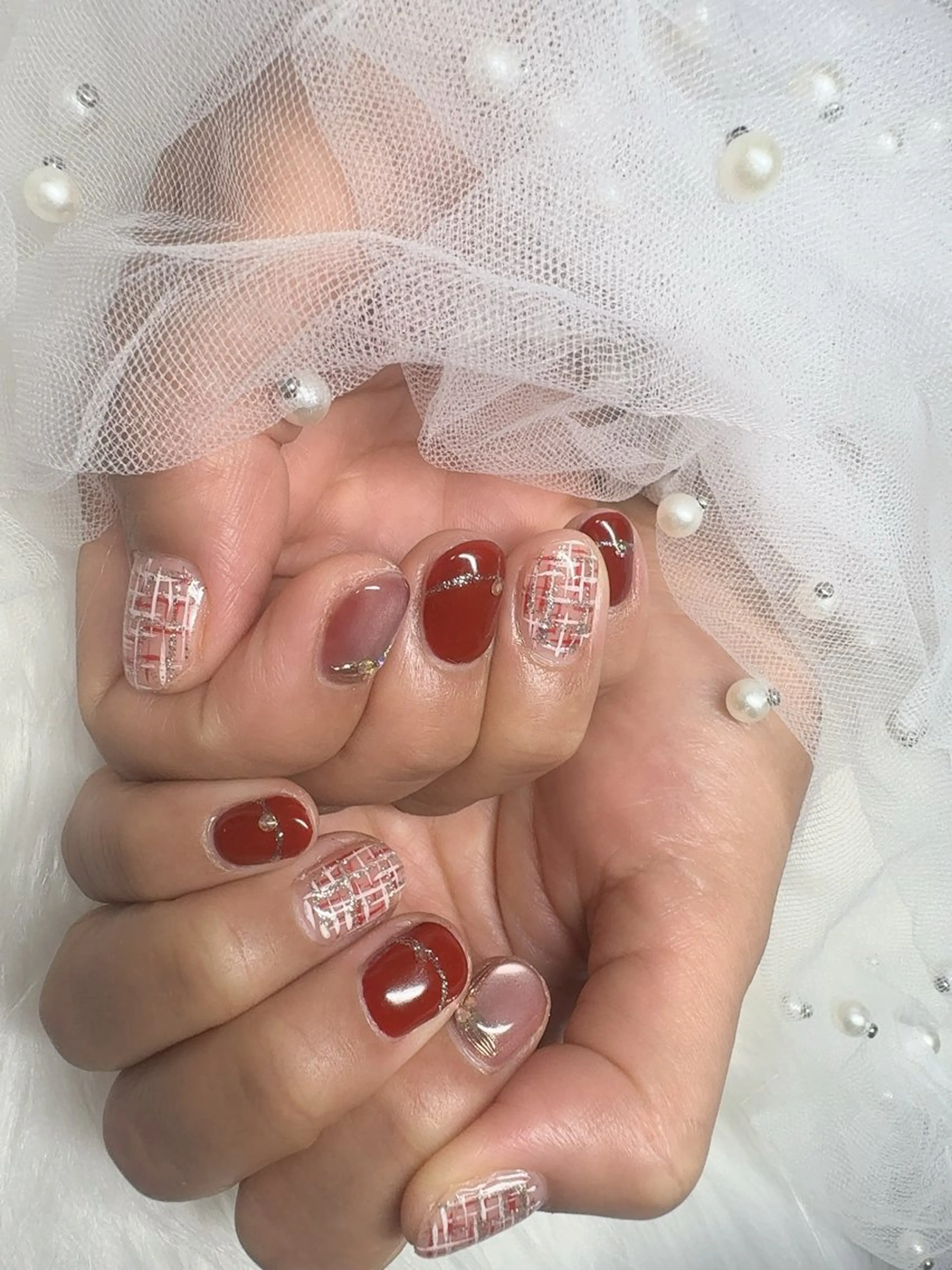 ネイル ツイードネイル ハッピーネイル所属・ハッピーネイル 蘭のネイルデザイン