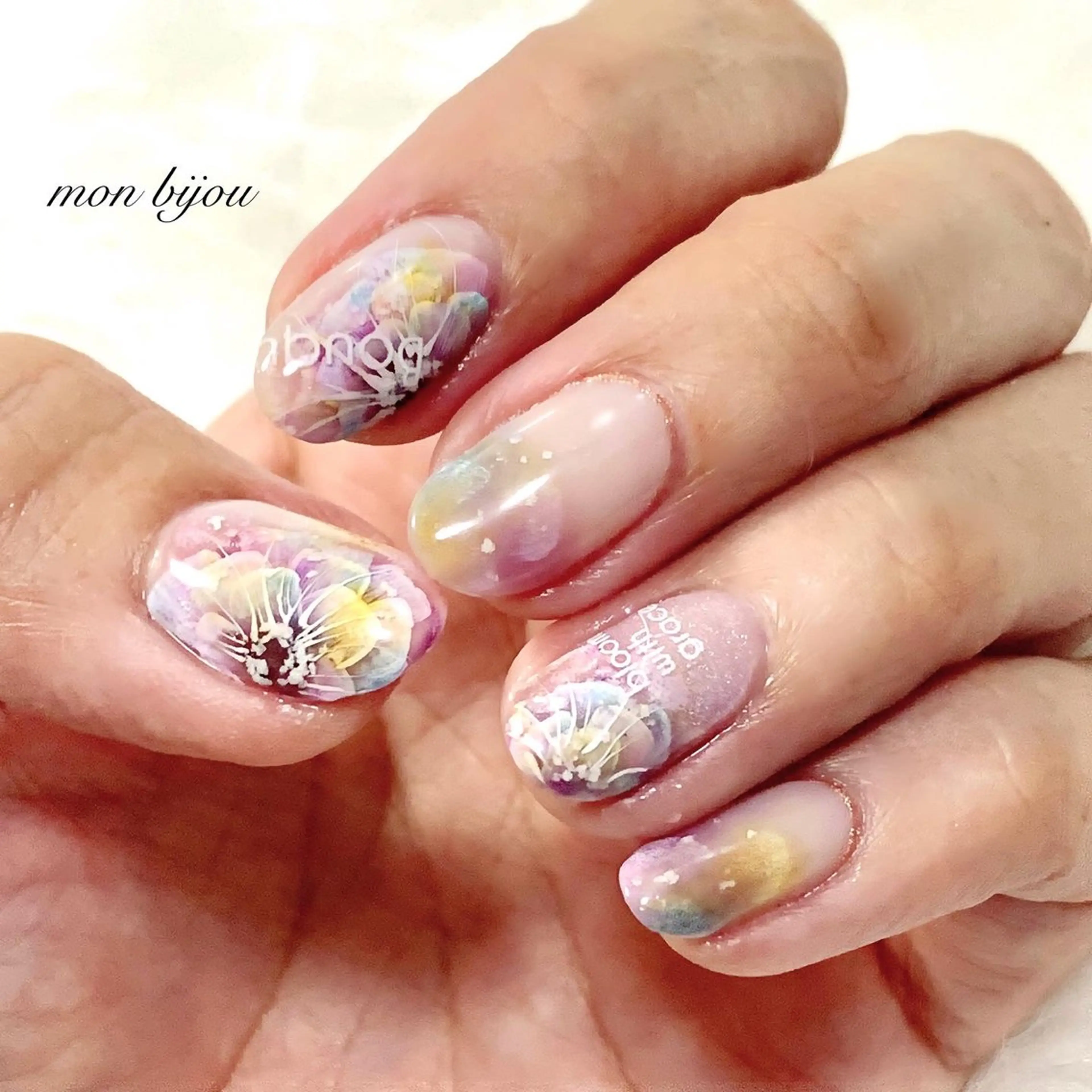 ネイル アートネイル フラワーネイル ハンドネイル ハンドケア mon bijou 坪井のネイルデザイン