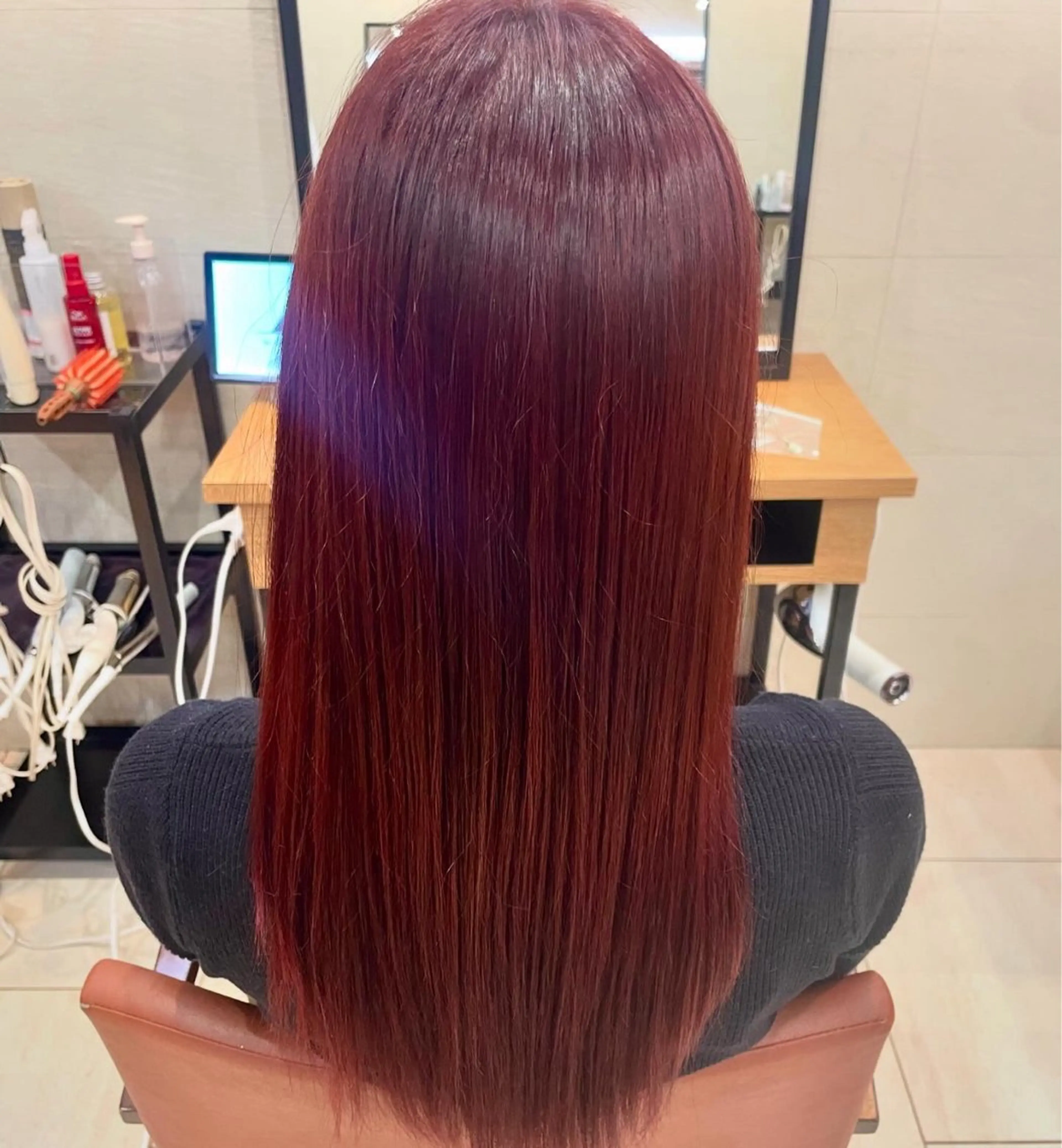 ロング カラー ヘアアレンジ ブリーチ ボルドーカラー ブラウンカラー カシス ダブルカラー ヘアカラー トリートメント 🎈ブリーチなし暖色 カラー/レッド/ゆいのヘアスタイル