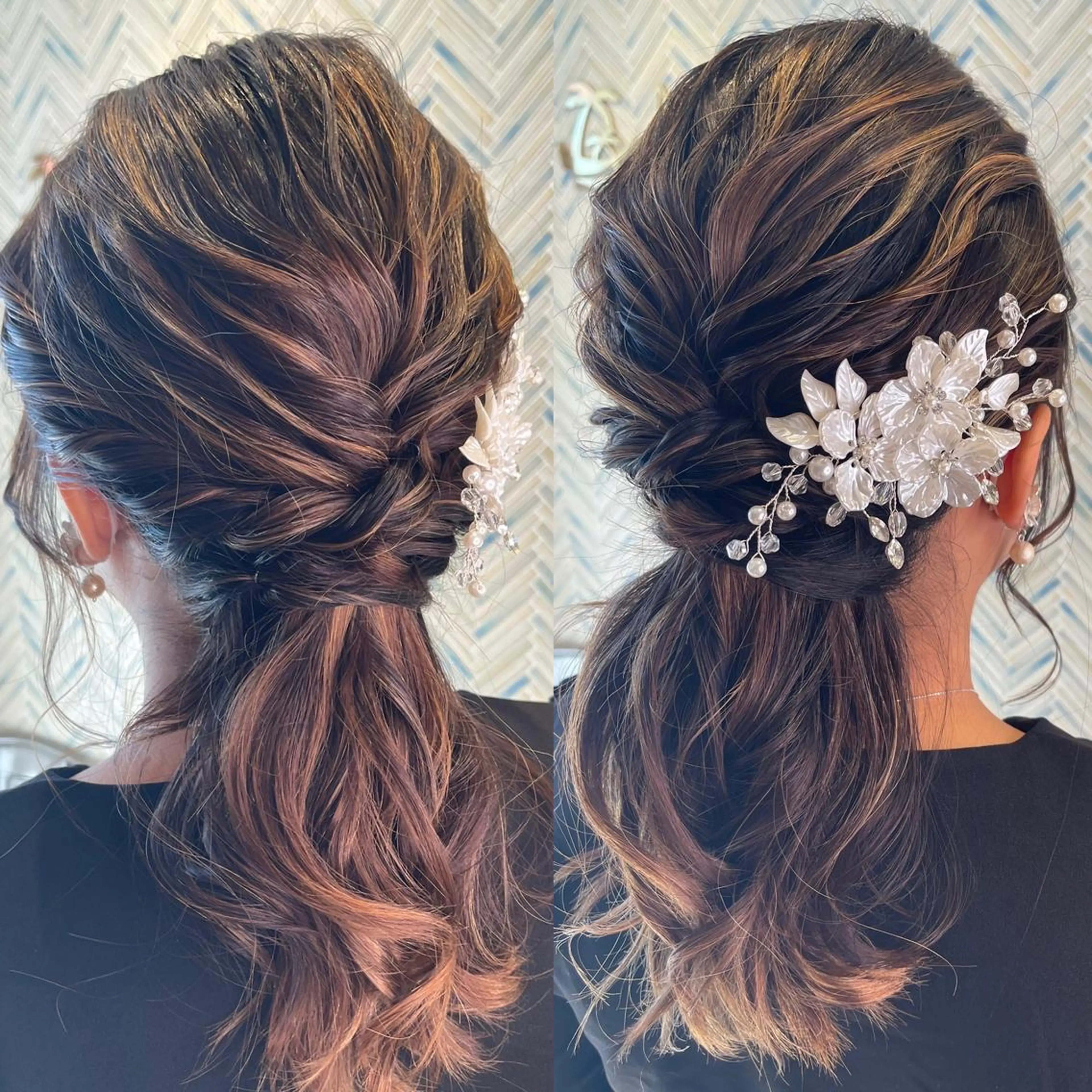 ヘアアレンジ ubu share salon所属・鈴村緋女／ヘアセット ／耳ツボジュエリーのヘアスタイル