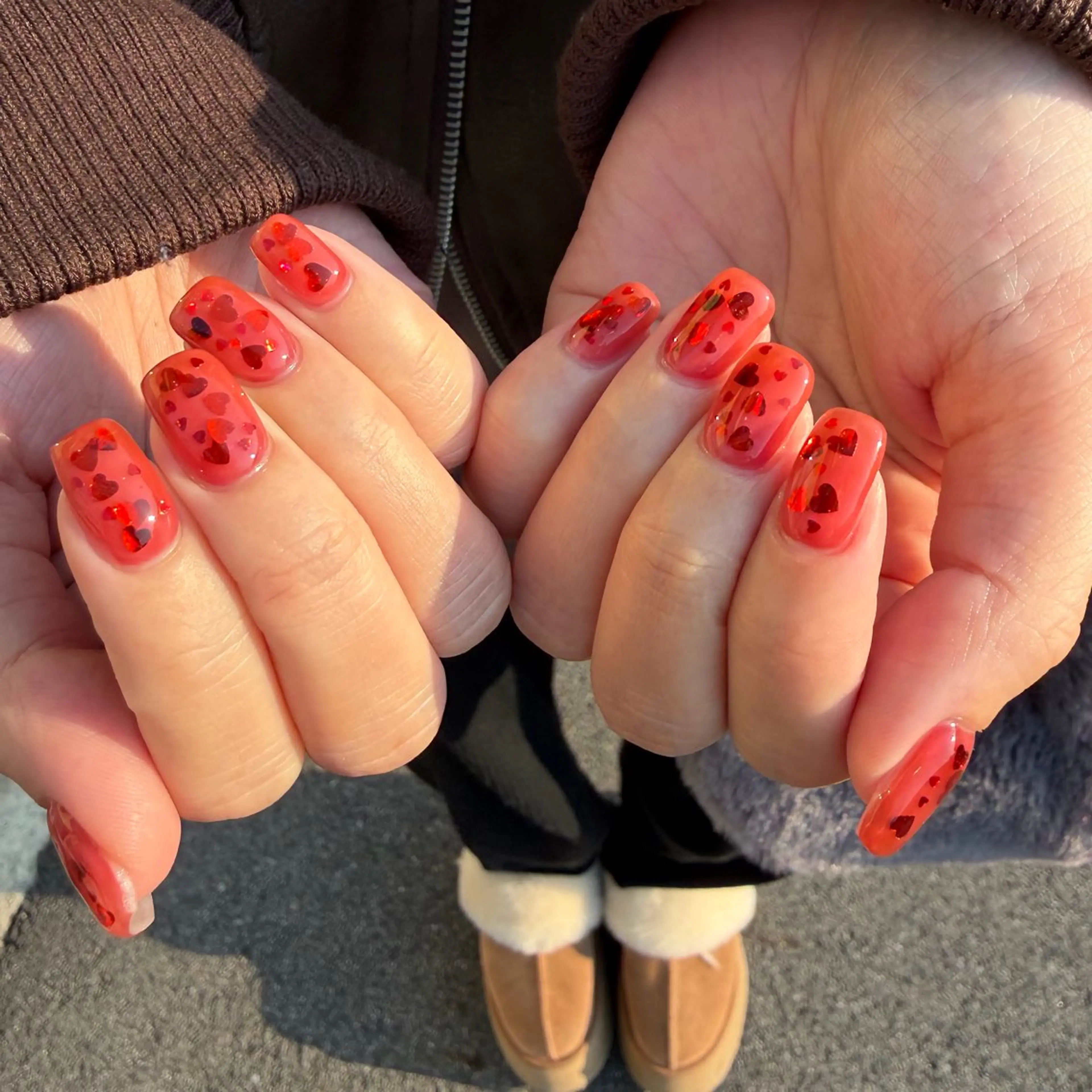 ネイル ハート バレンタイン ハンドネイル Sant Esperanzaのネイルデザイン