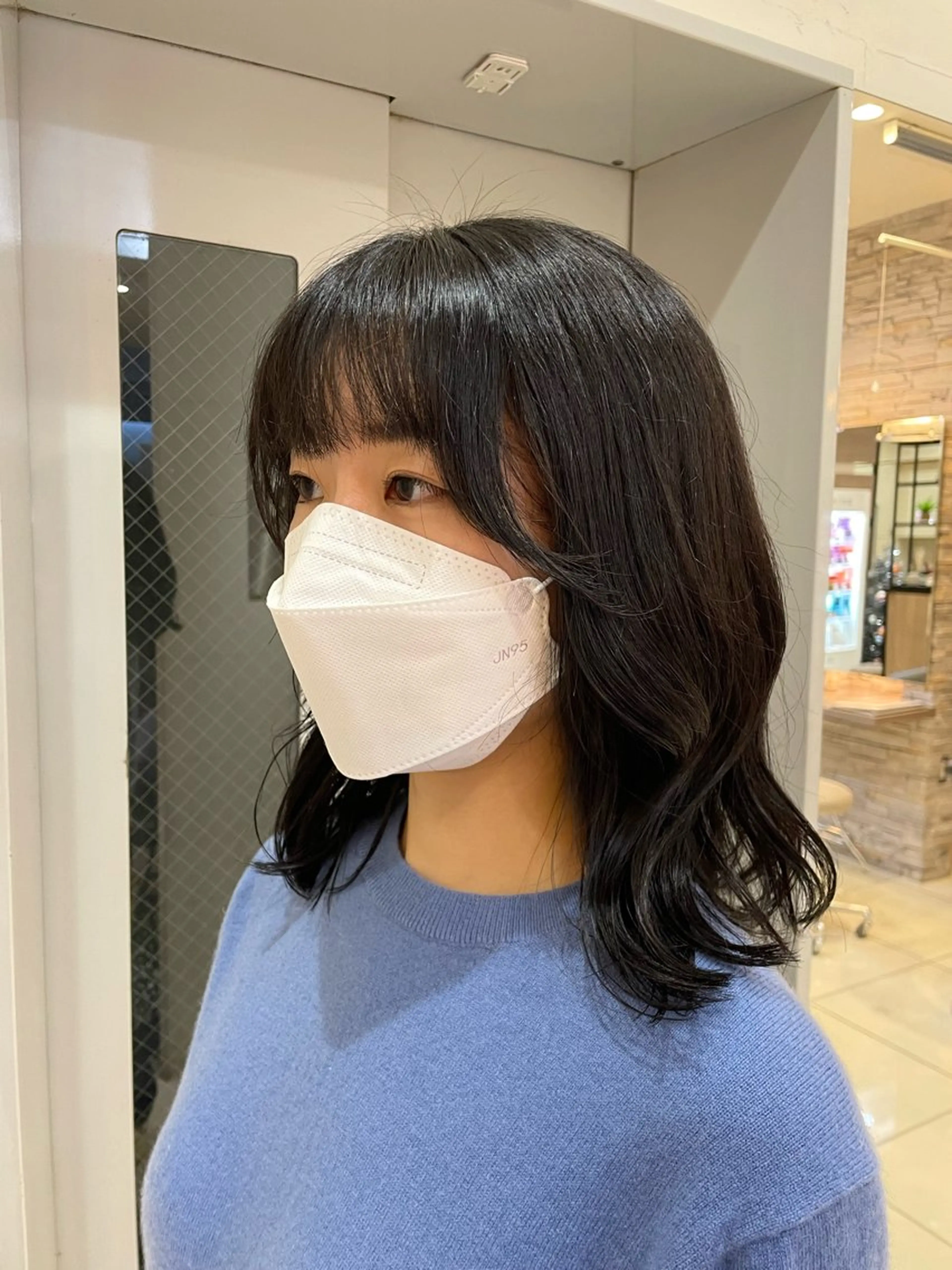 ミディアム カット mao♡ベージュ/ 顔周りカットのヘアスタイル