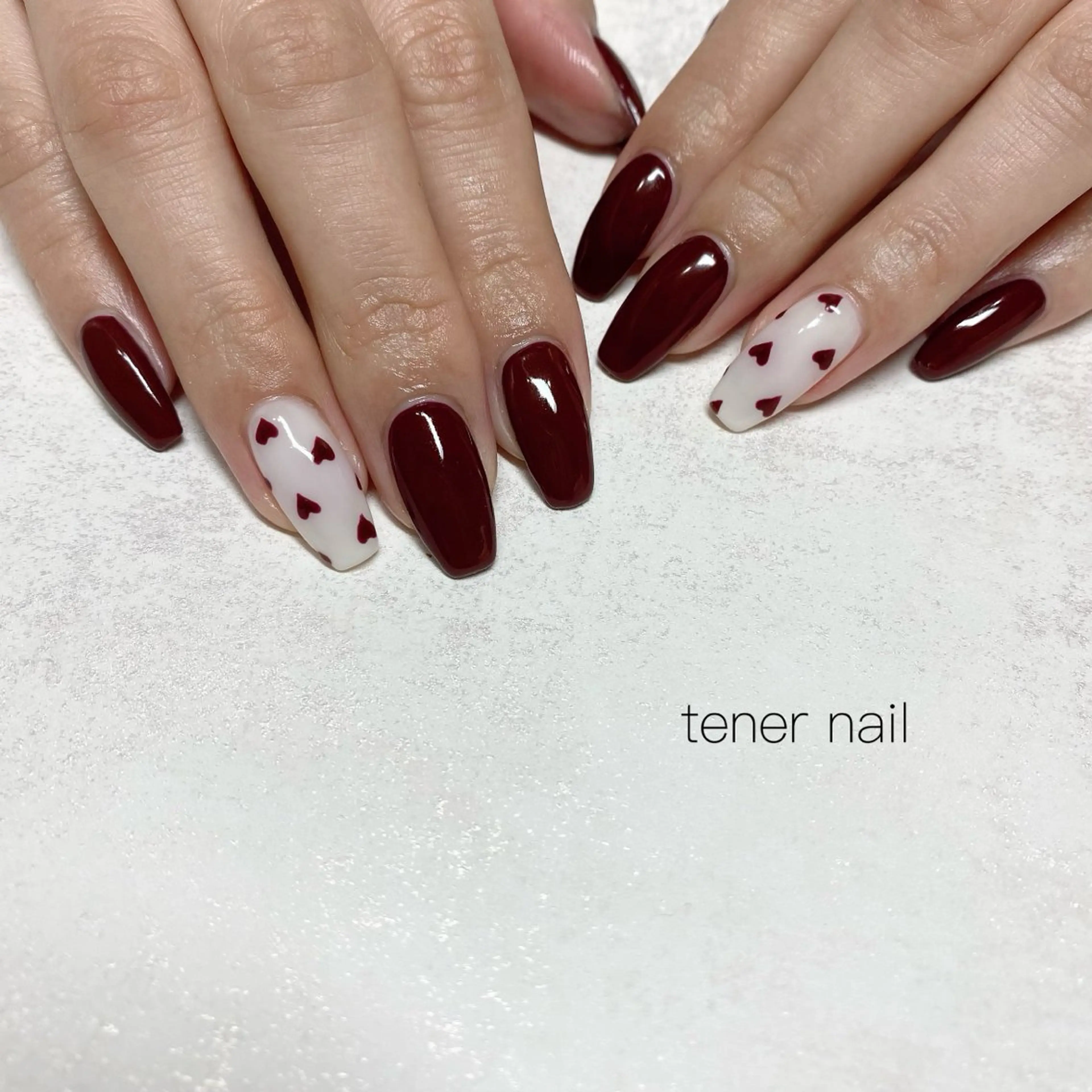 ネイル ハート ワンカラーネイル ハンドネイル テネルネイル tener nailのネイルデザイン