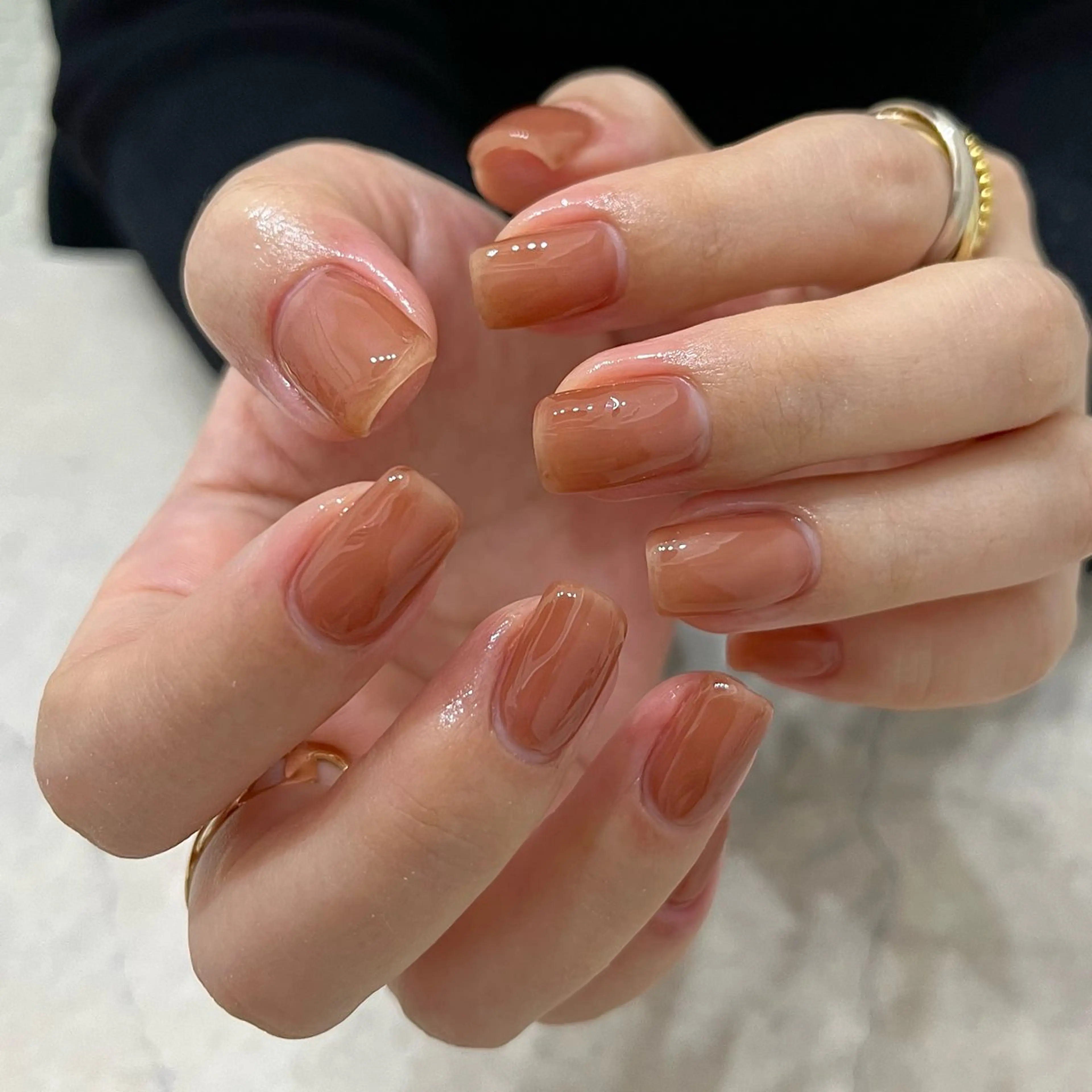 ネイル ブラウン グリーン ハンドネイル vegh.所属・vegh. nail/阿波座のネイルデザイン