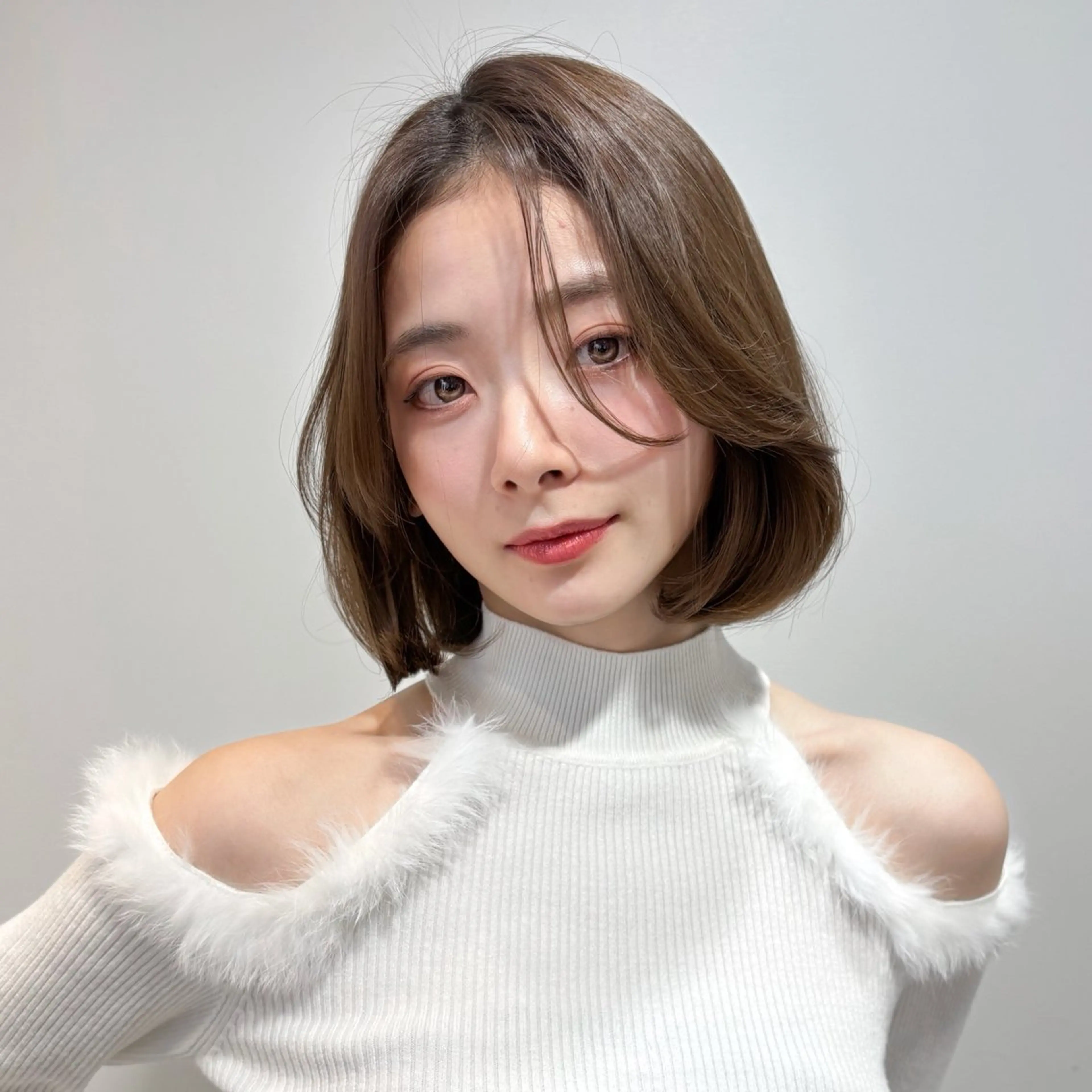 ミディアム ミディアムパーマ ボブ 顔周りカット 髪質改善 タンバルモリ カット 縮毛矯正 トリートメント 原宿/韓国レイヤー ボブ/顔周りYasuのヘアスタイル