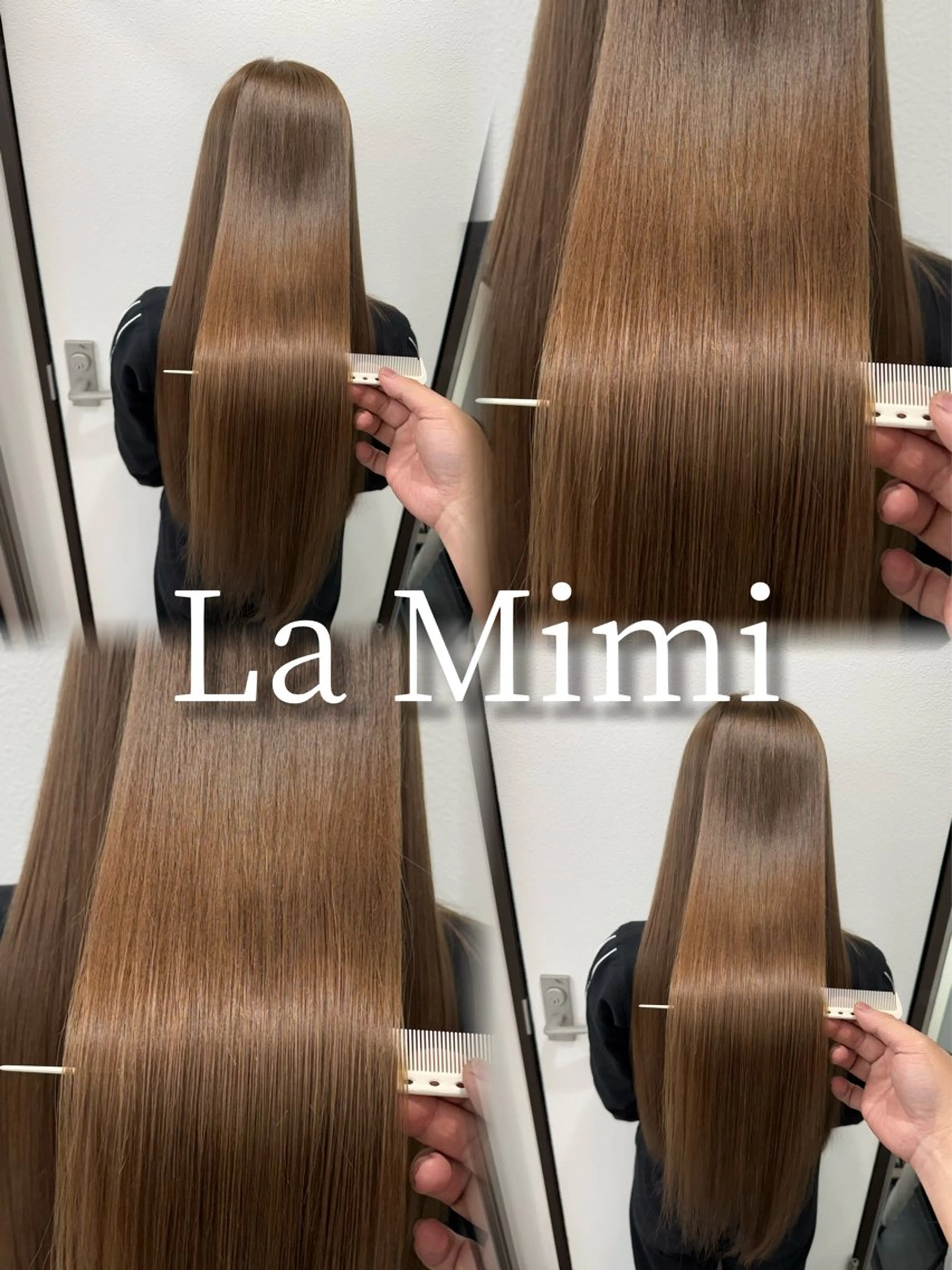 ロング カラー バレイヤージュ ミストバング ブリーチ 透明感カラー ダブルカラー ヘアカラー 縮毛矯正 La Mimiのヘアスタイル