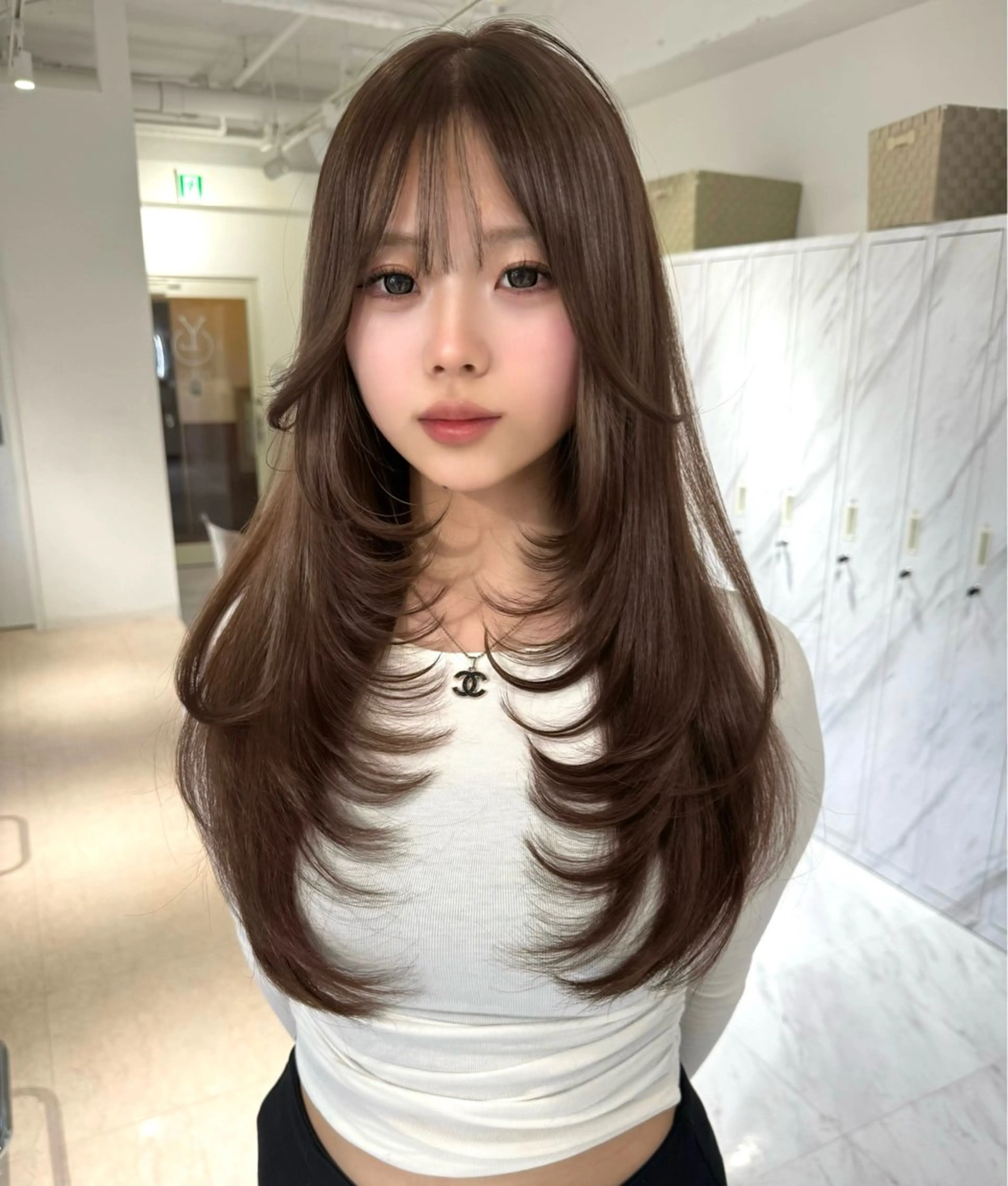 ロング 顔周りカット 韓国風ヘア レイヤーカット 小顔カット レイヤーカット🫧 🎀Tomoka🎀のヘアスタイル