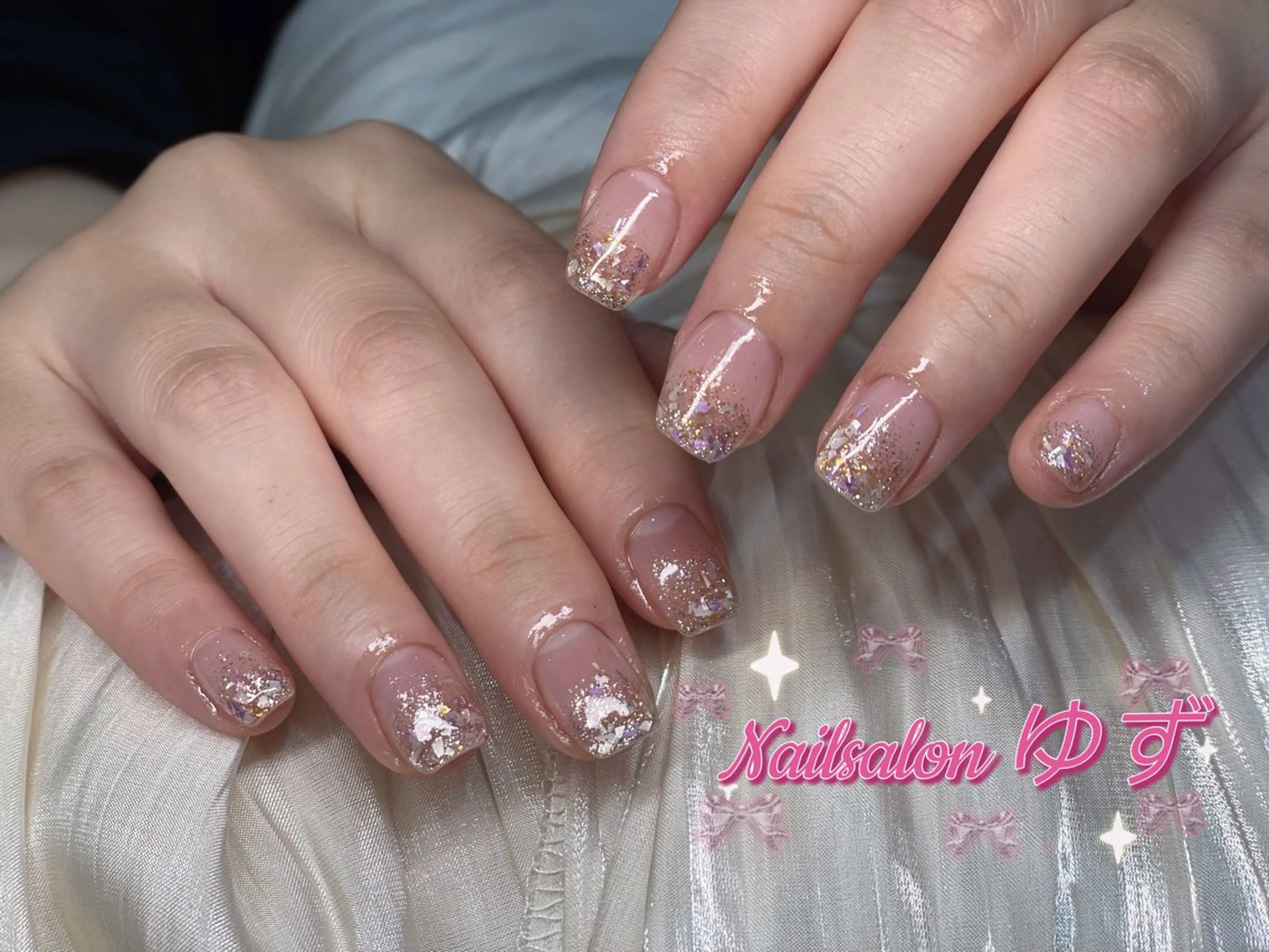 ネイル ジェルネイル グラデーション ラメ(グリッター) ラメグラデーション ハンドネイル MAKI💚💚💚 秋葉原.のネイルデザイン