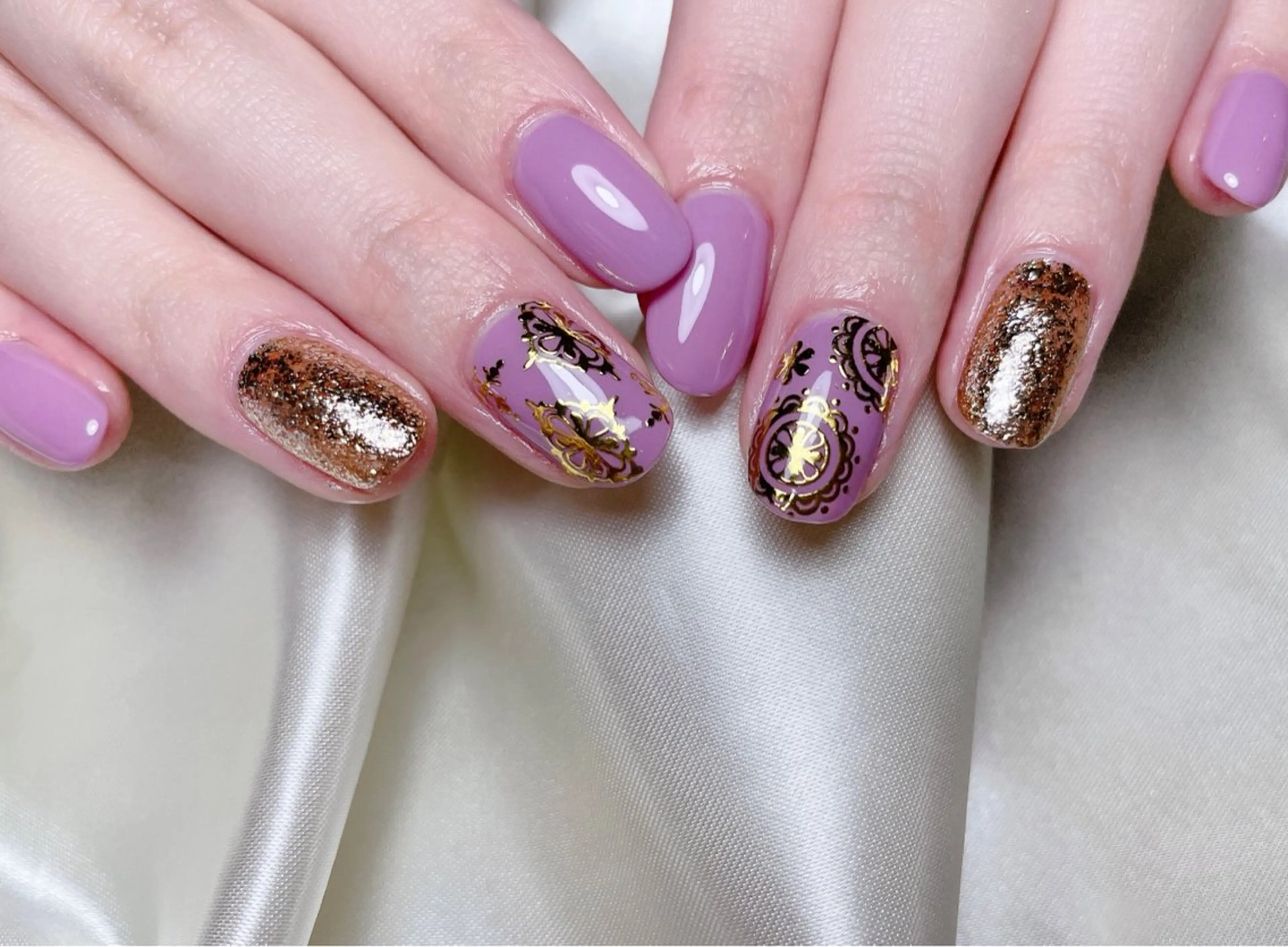ネイル ゴールド ハンドネイル FLARE NAIL フレアネイルのネイルデザイン