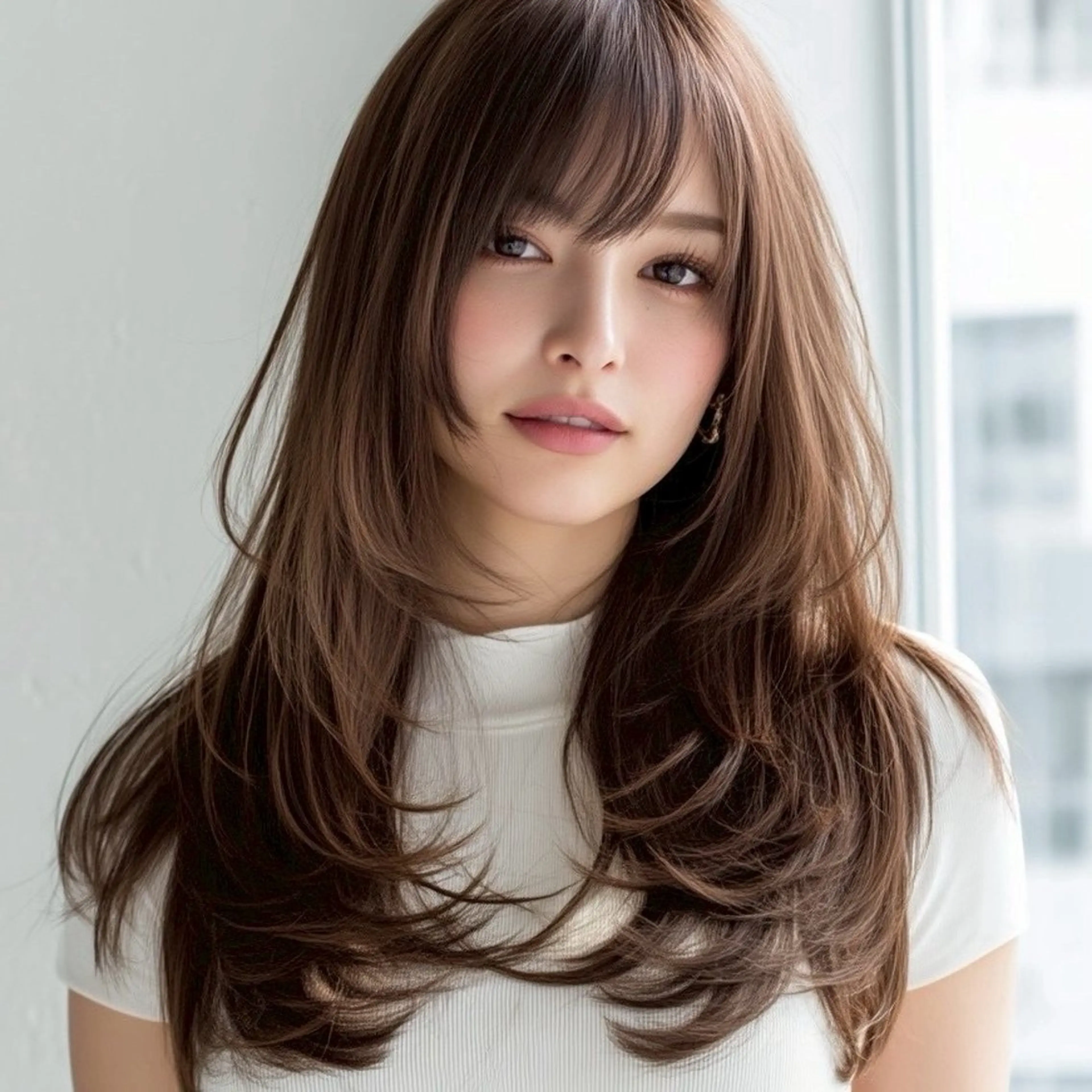 ロング カット 縮毛矯正 こうき/前髪割れ癖 改善/カット/カラーのヘアスタイル