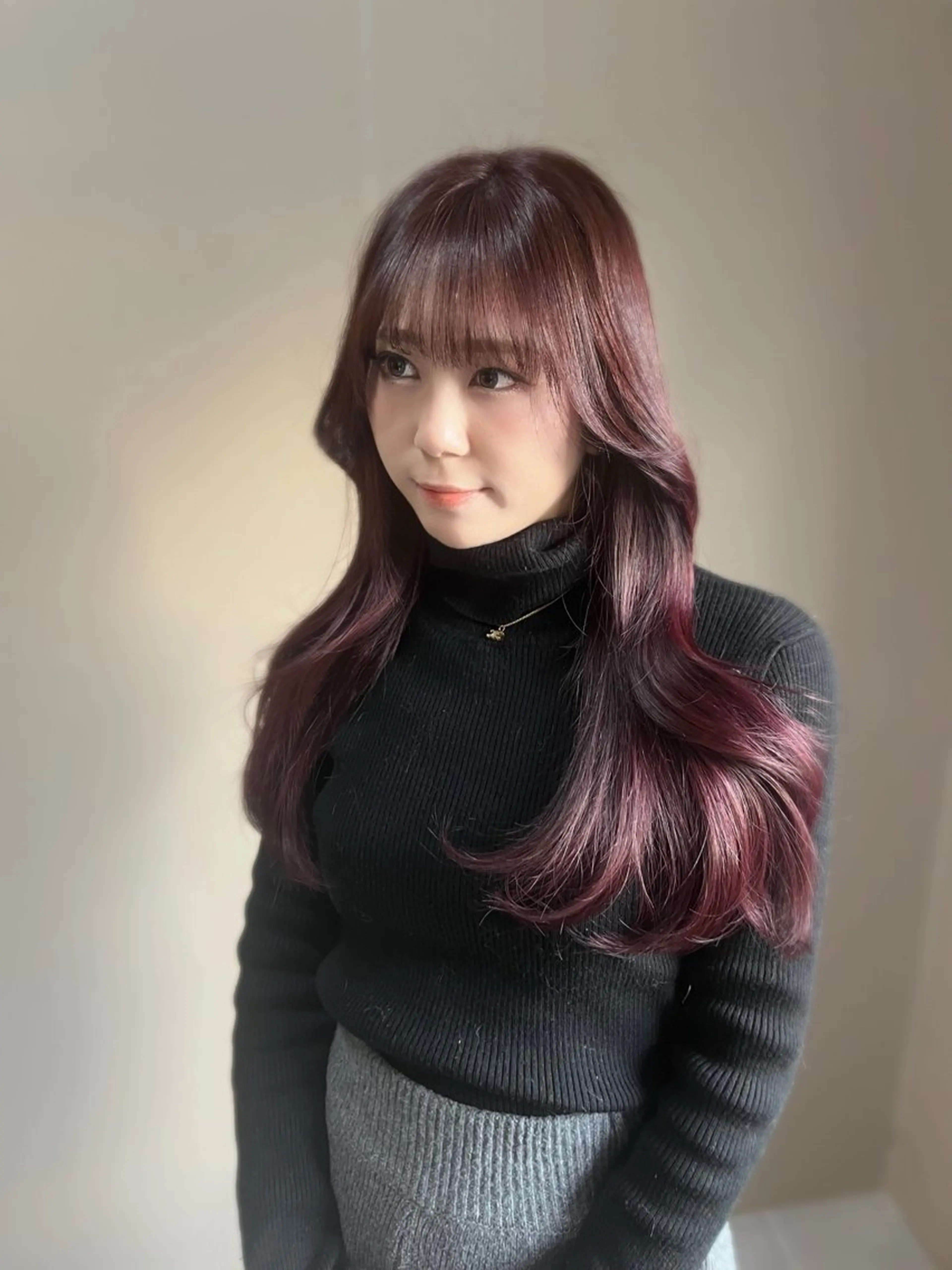 ロング カラー ブリーチ ブリーチなしカラー ピンクカラー 韓国風ヘア カット ヘアカラー トリートメント 韓国ヘア🇰🇷 RYOTAのヘアスタイル