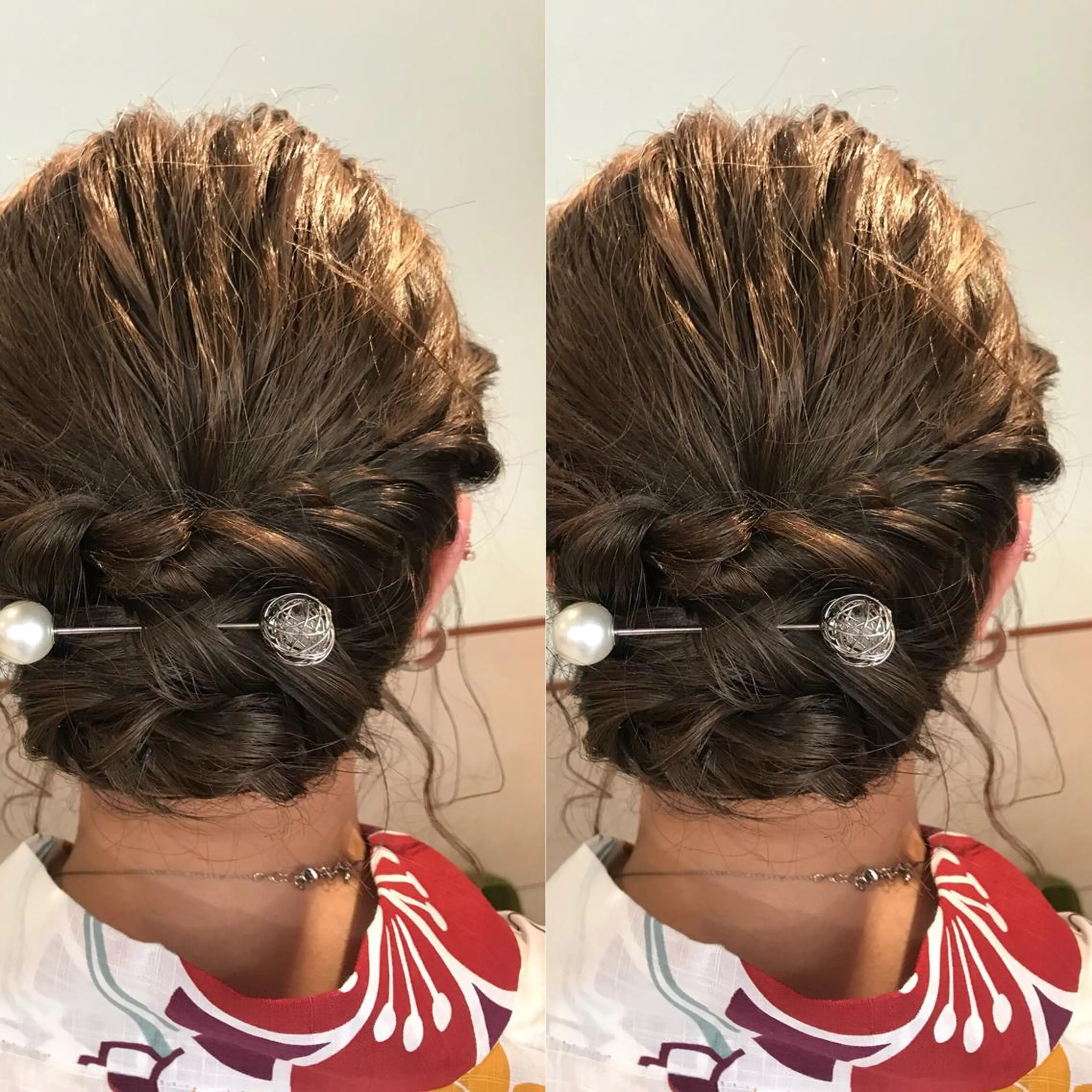 ミディアム カラー 浴衣 小栗 麻衣のヘアスタイル