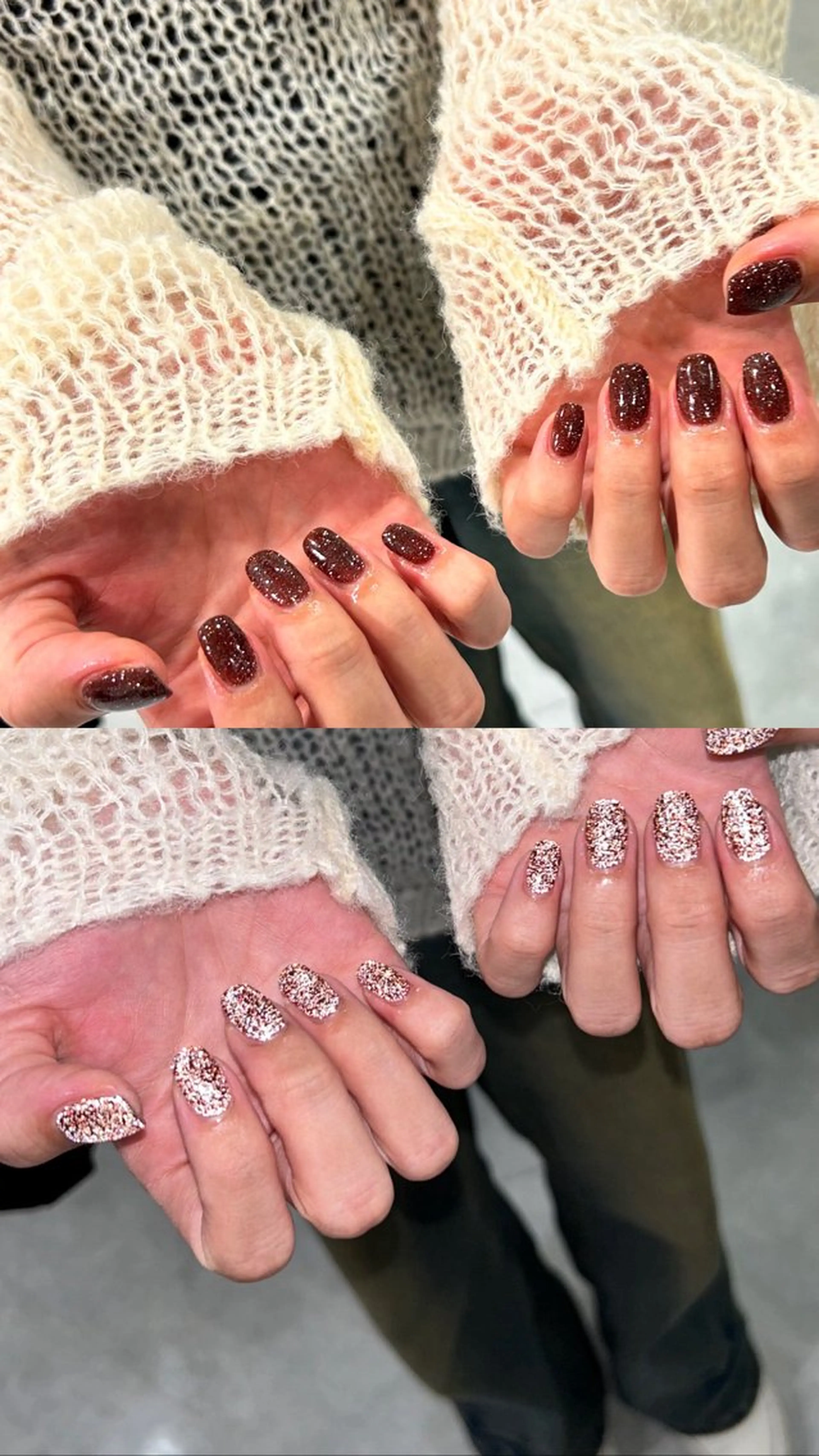 ネイル ブラウン フラッシュネイル ハンドネイル RYO ／Amourのネイルデザイン