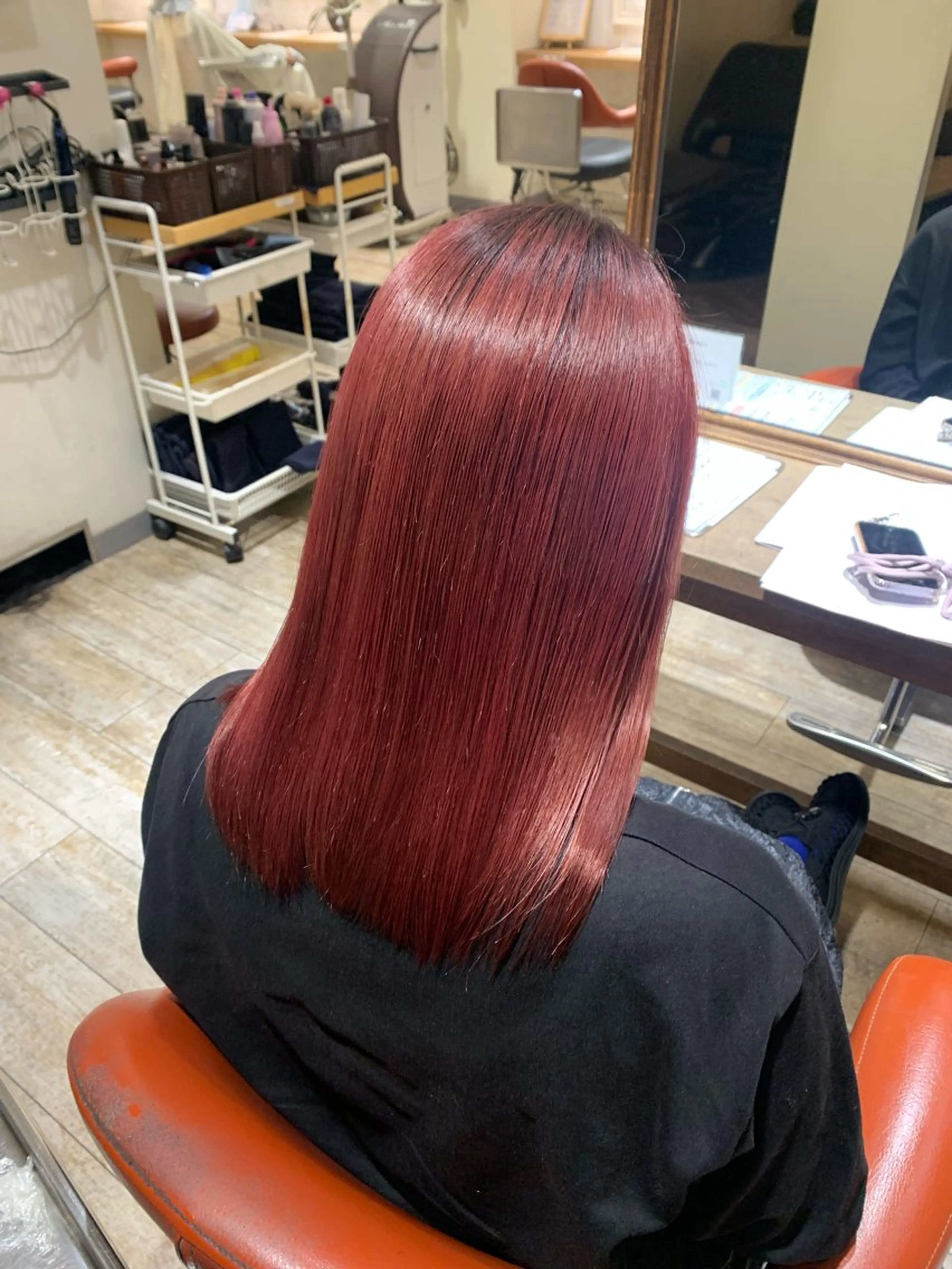 ミディアム カラー レッドカラー ヘアカラー トリートメント 髪質改善＊韓国ヘア＊ レイヤー＊IBUKIのヘアスタイル